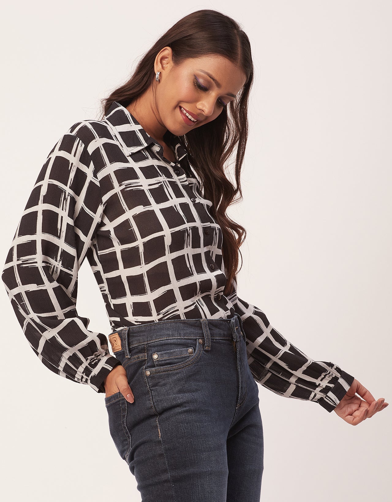 Ombre Printed Shirt, Long Sleeve