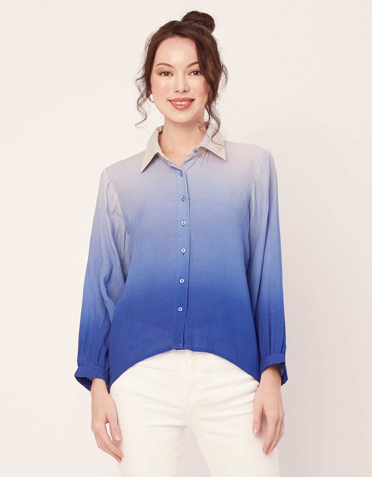 Ombre Printed Shirt, Long Sleeve
