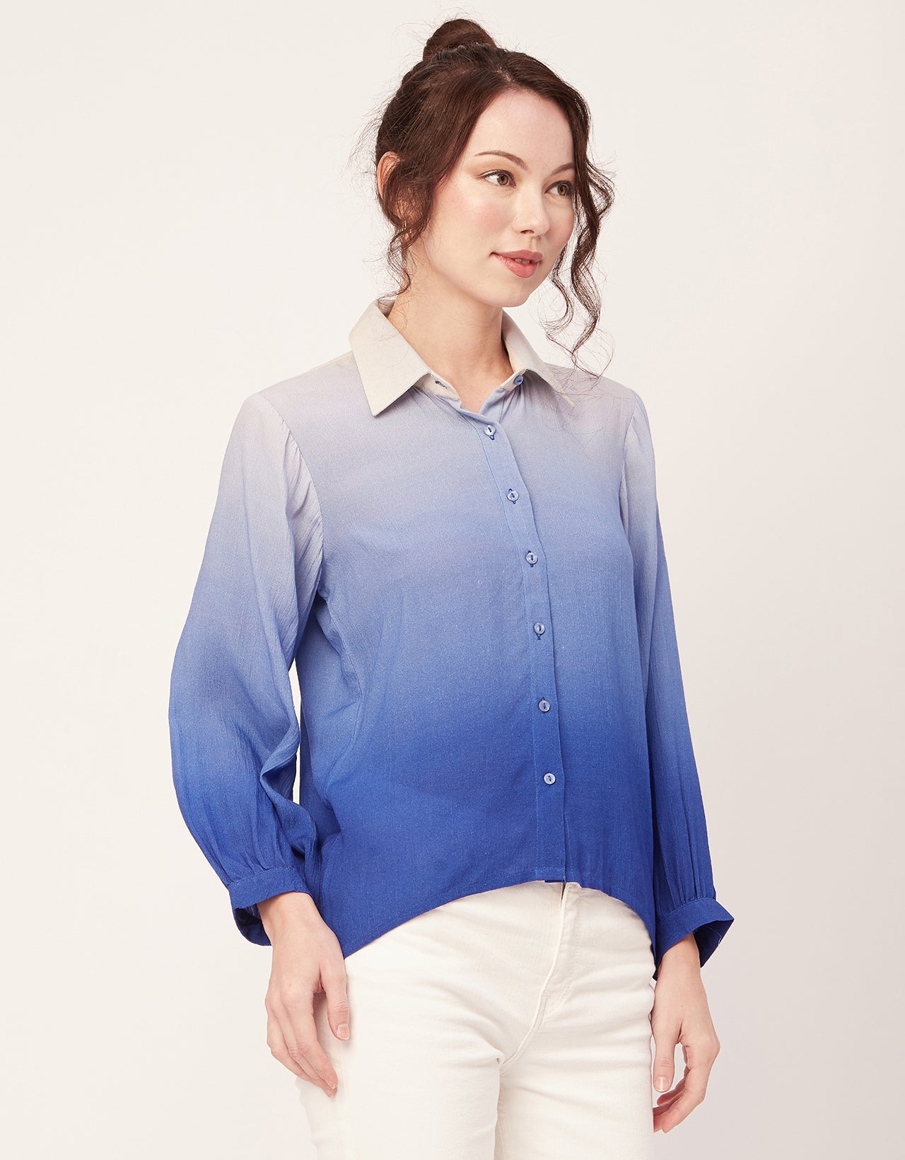 Ombre Printed Shirt, Long Sleeve