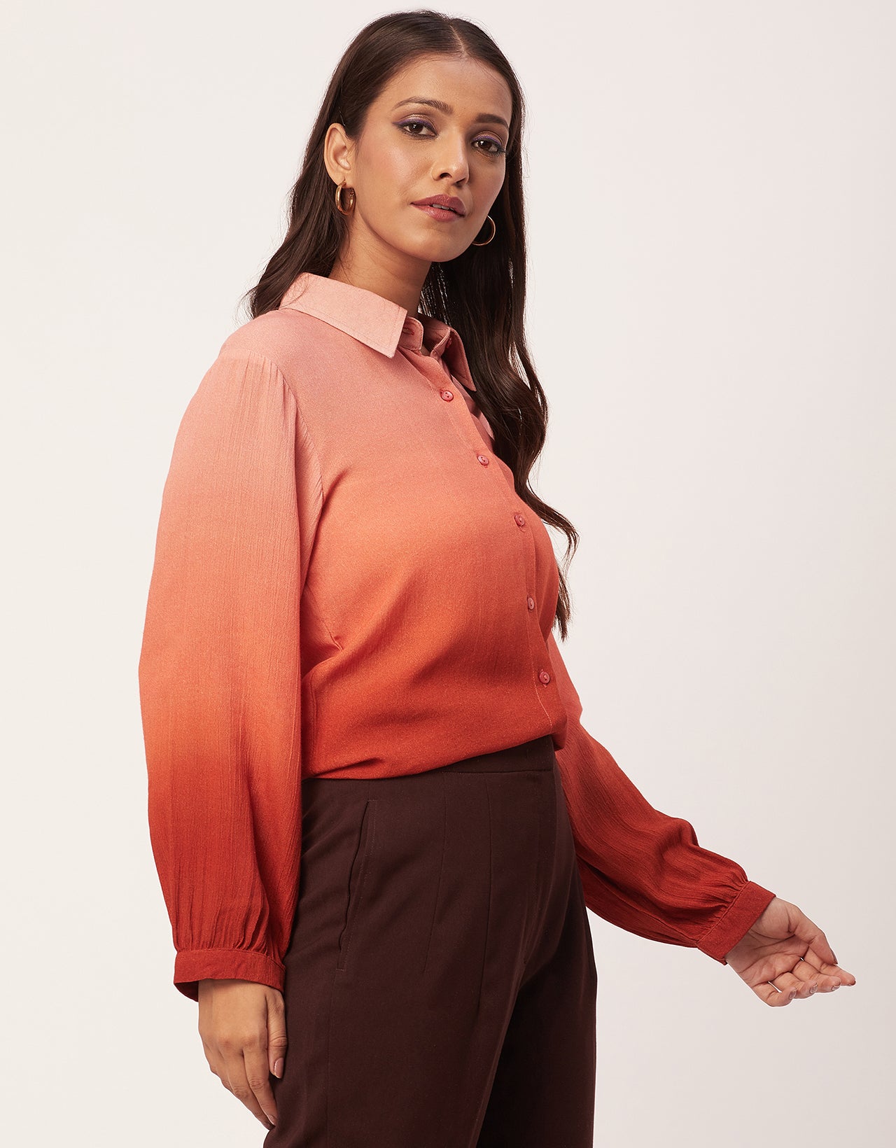 Ombre Printed Shirt, Long Sleeve