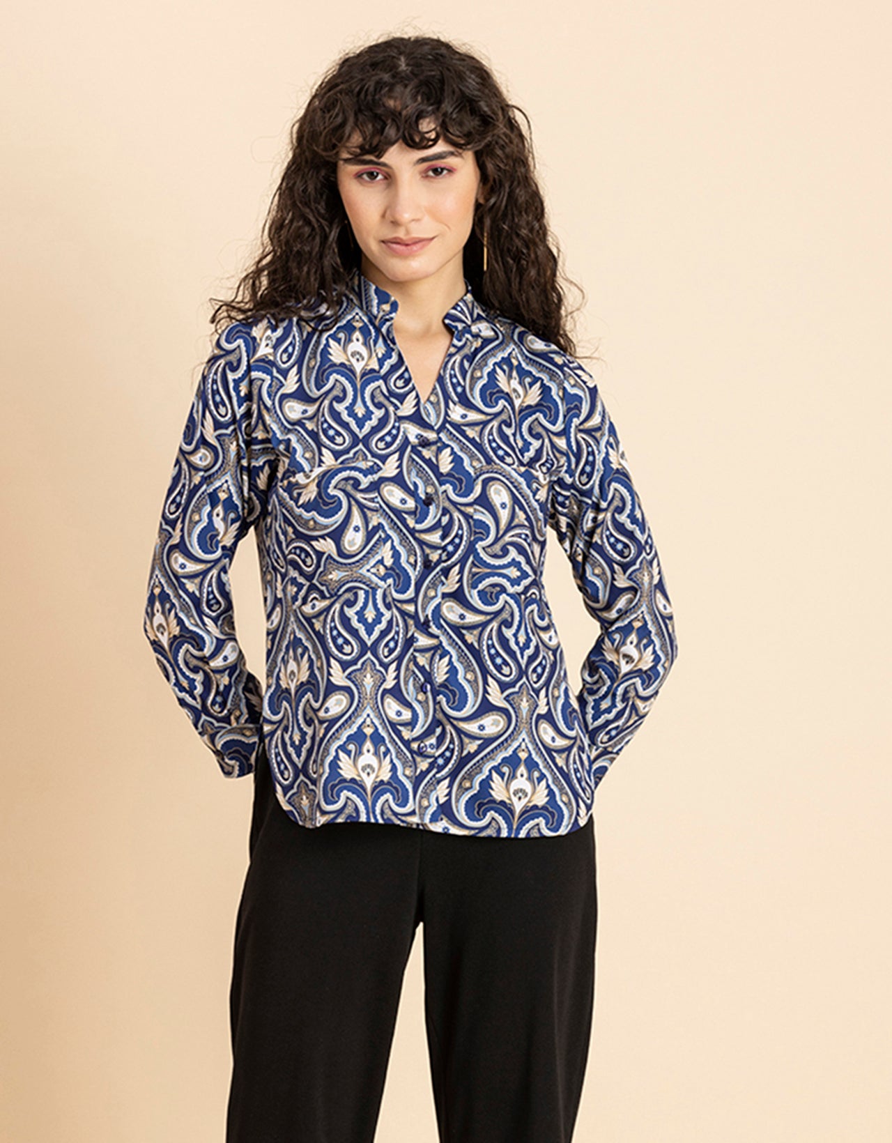 Printed Long Shirt, Button Down