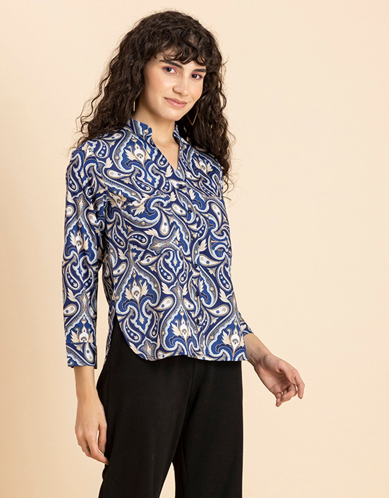 Printed Long Shirt, Button Down