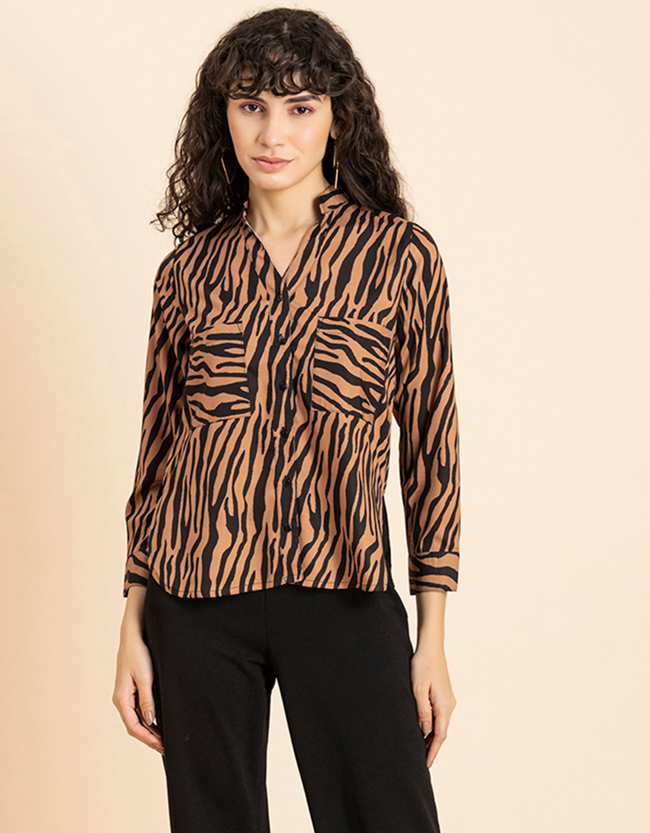 Printed Long Shirt, Button Down