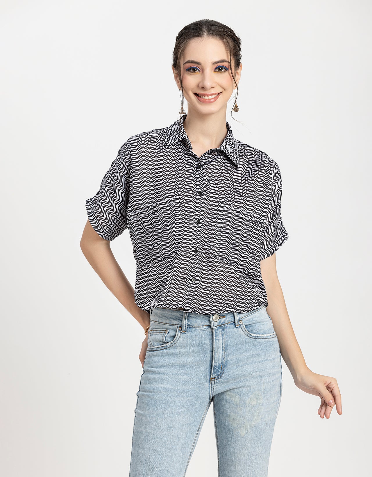 Printed Crop Shirt, Boho Style