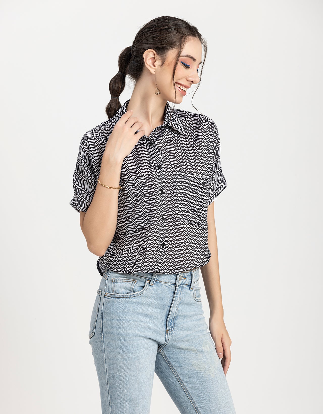 Printed Crop Shirt, Boho Style