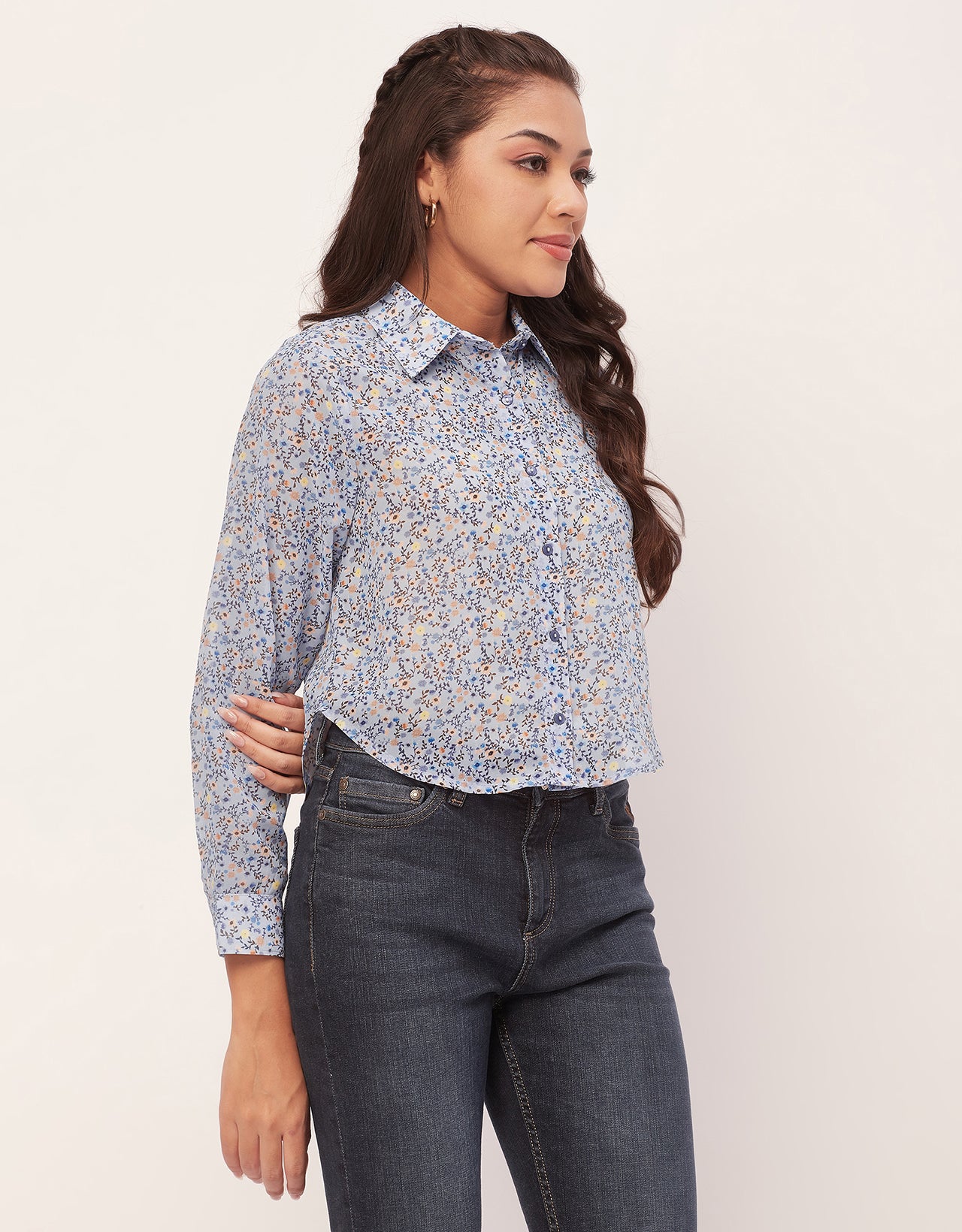 Button Down Collared Sheer Shirt