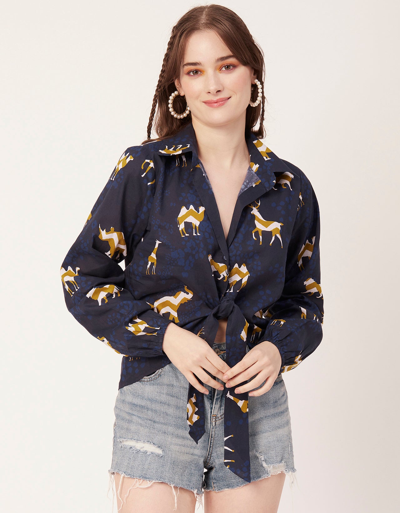 Full Sleeve Knot Crop Top