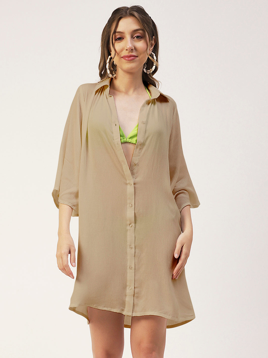 Long Cover Up Sheer Shirt