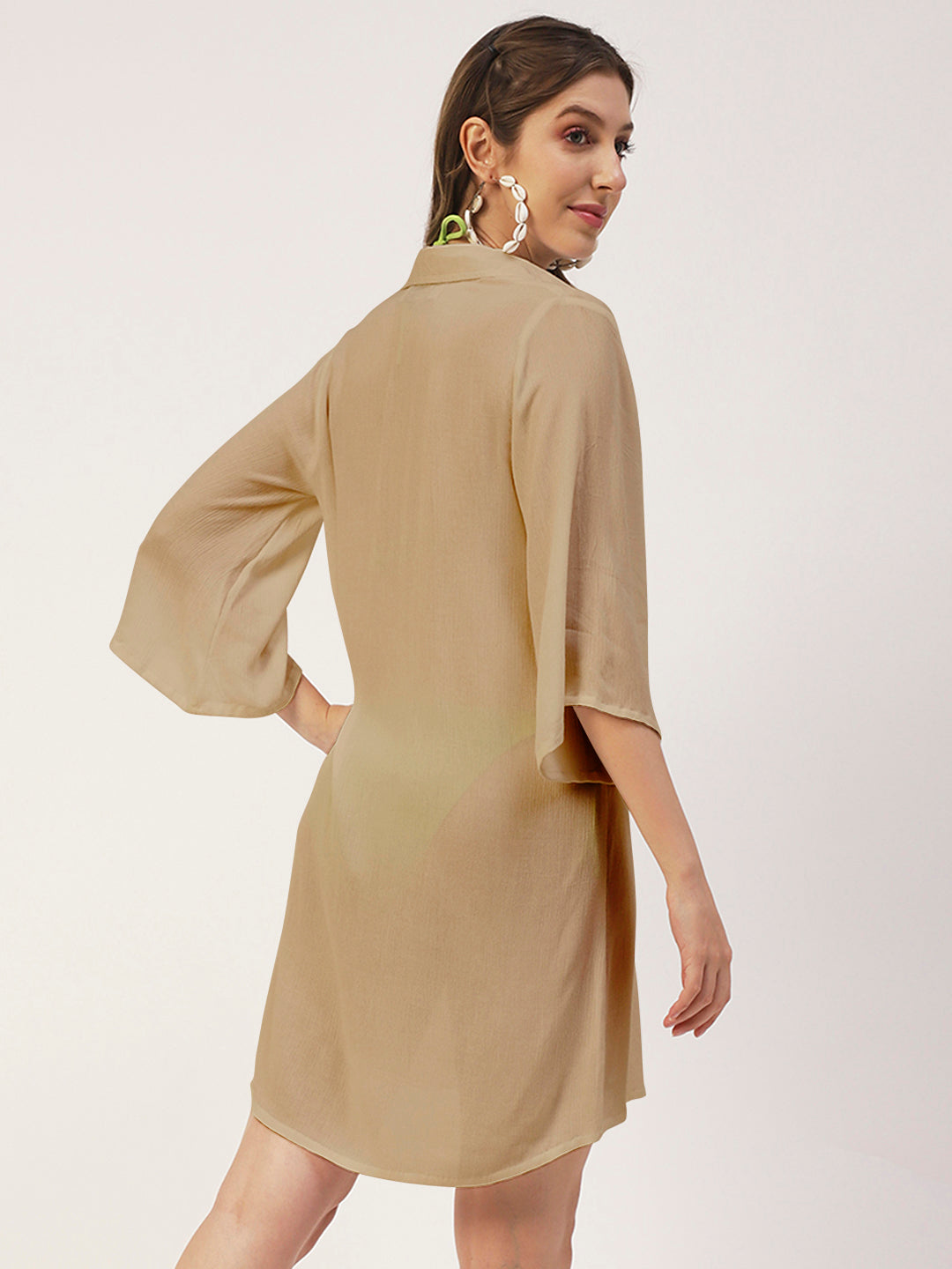 Long Cover Up Sheer Shirt