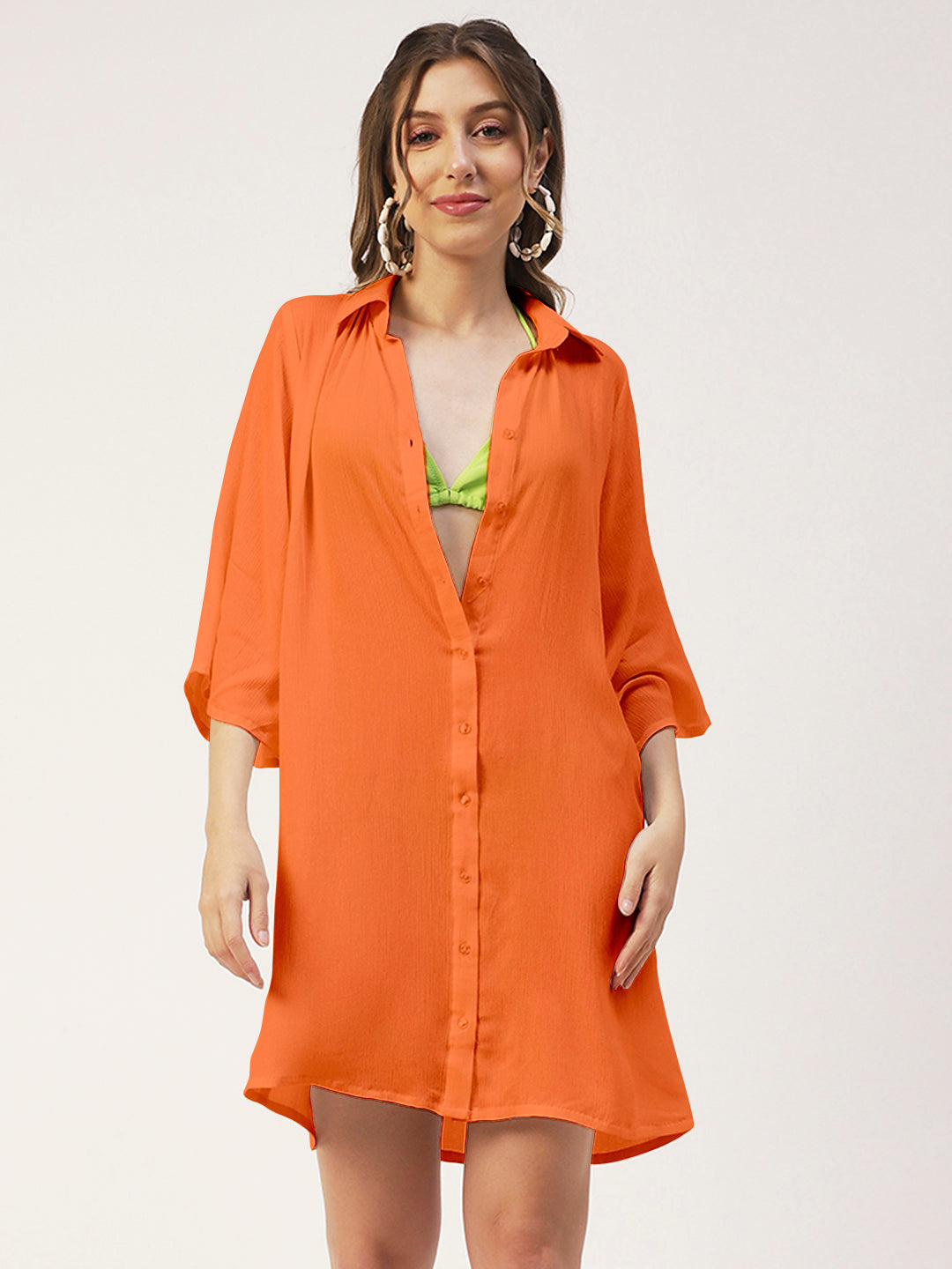 Long Cover Up Sheer Shirt