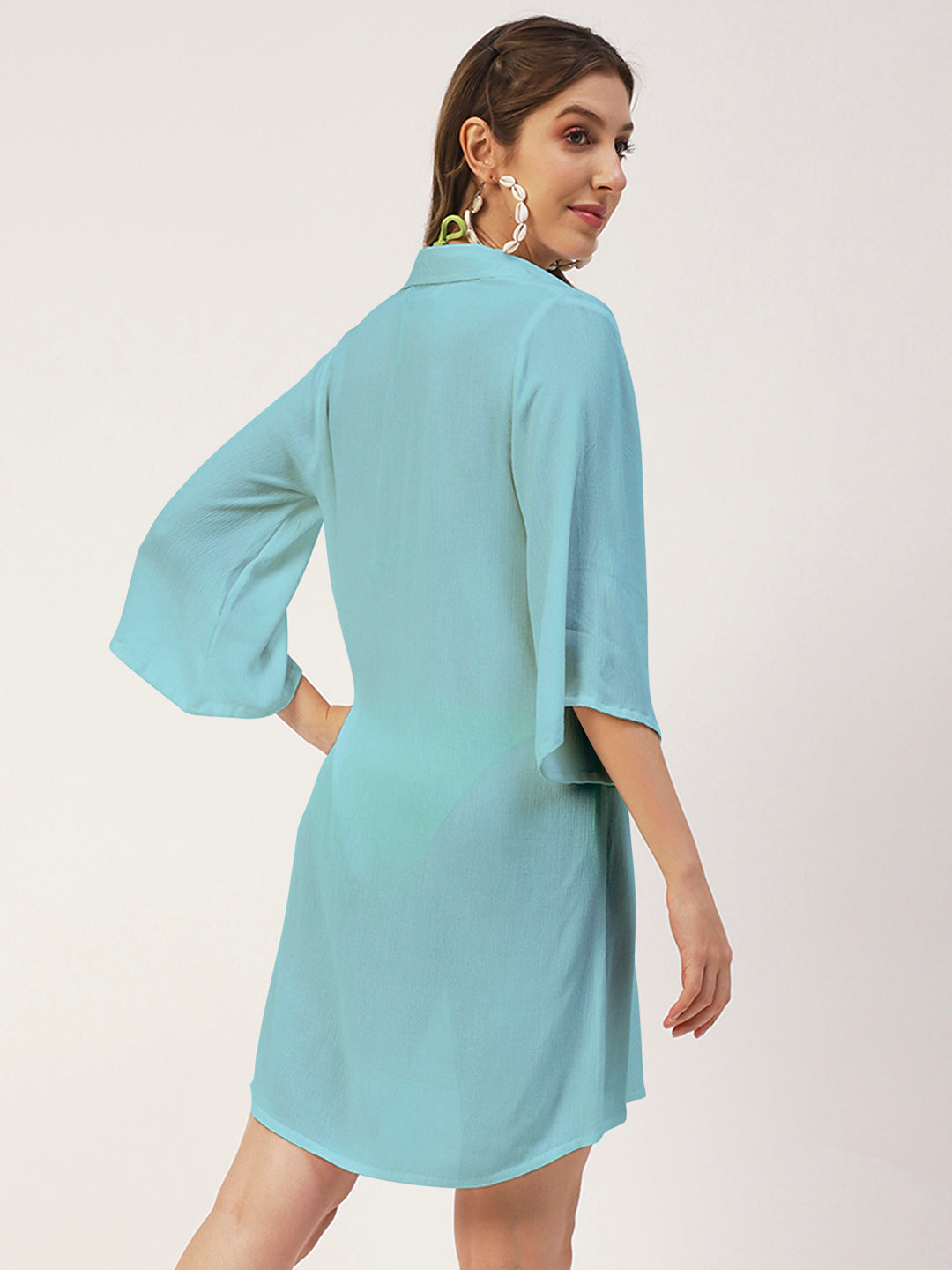 Long Cover Up Sheer Shirt