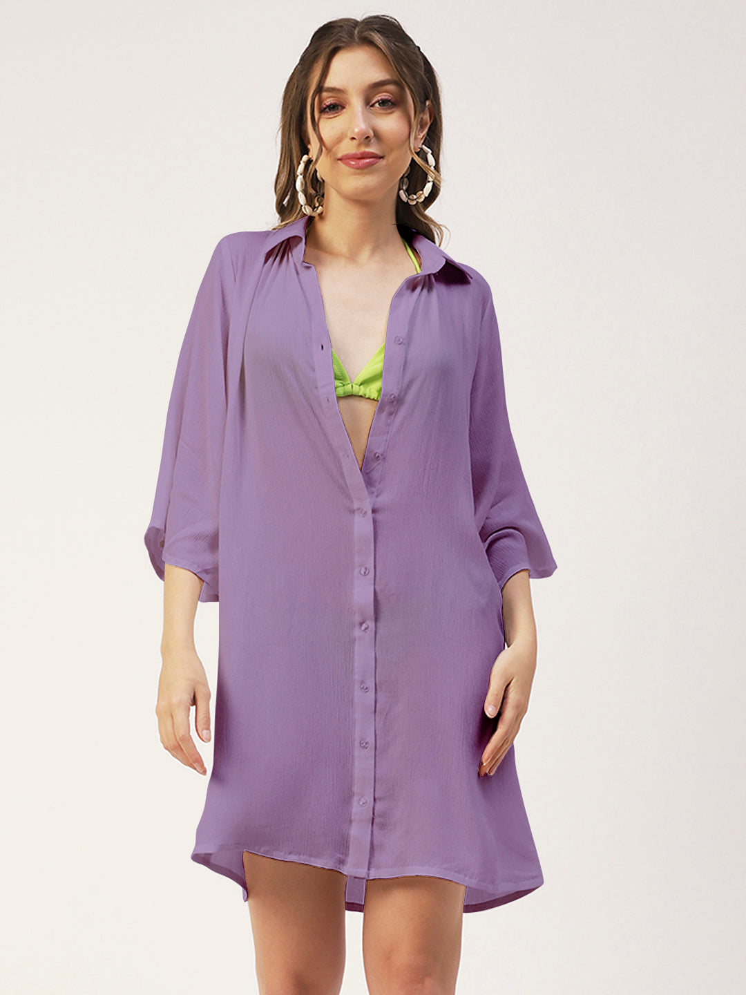 Long Cover Up Sheer Shirt