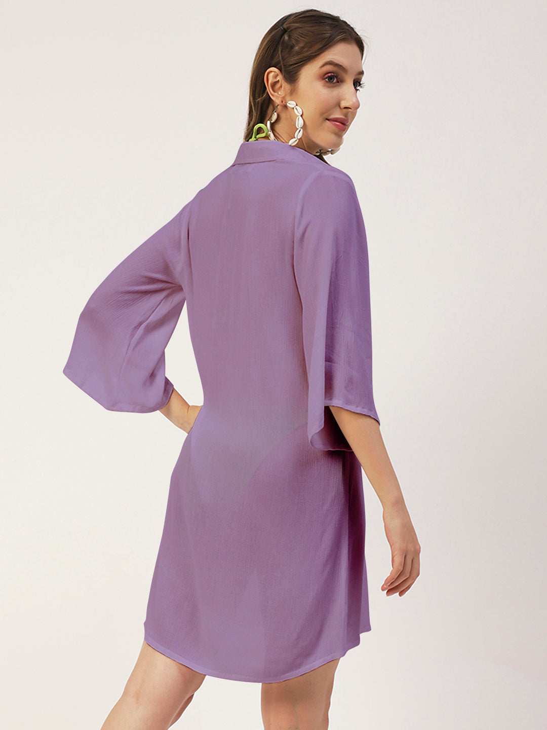 Long Cover Up Sheer Shirt