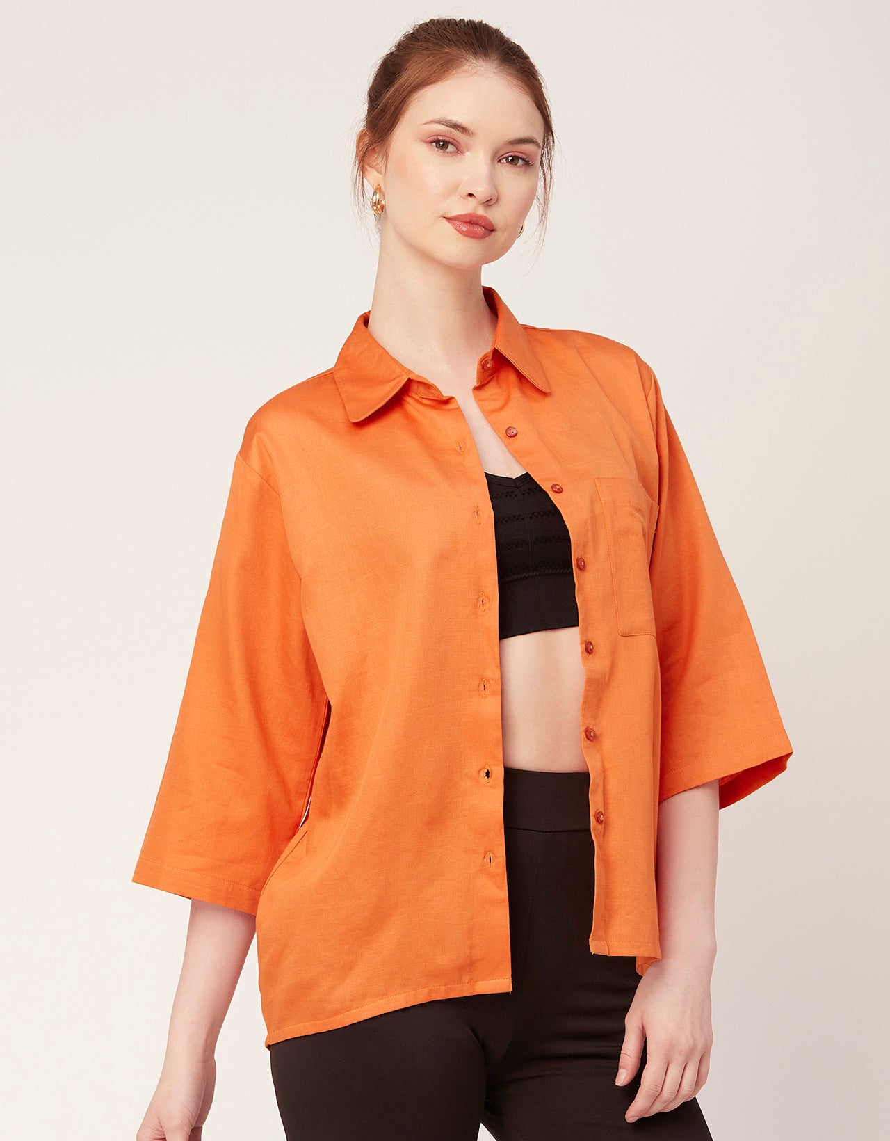 Satin Slub Over-Sized Shirt
