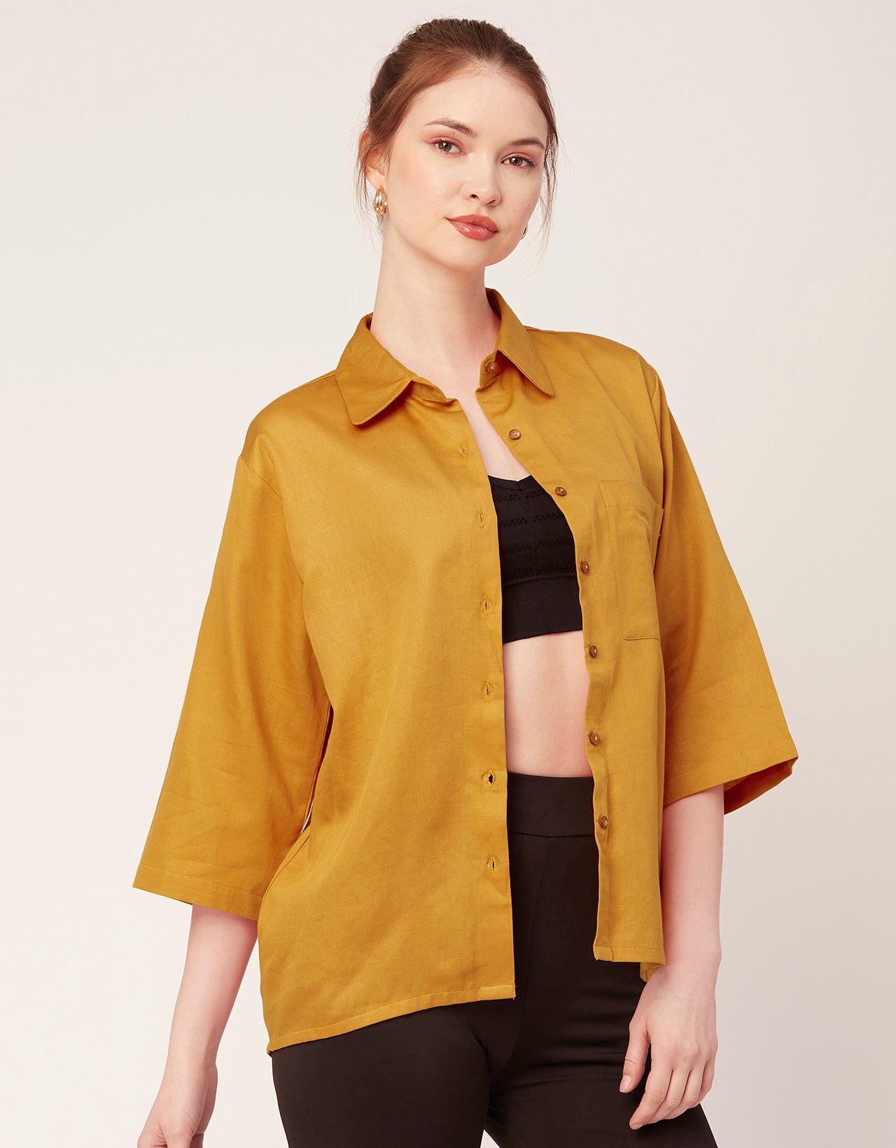 Satin Slub Over-Sized Shirt