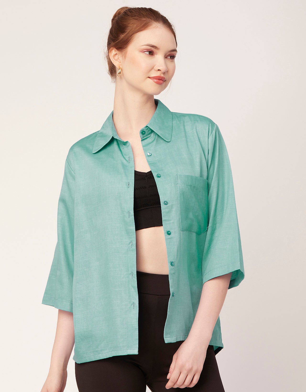 Satin Slub Over-Sized Shirt