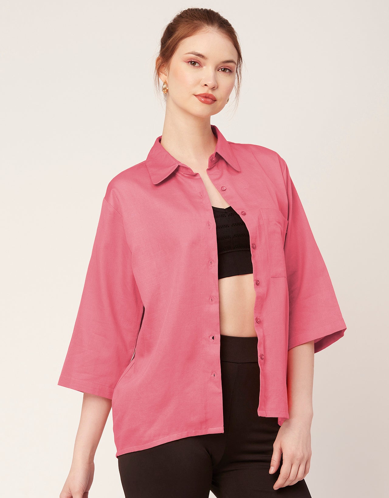 Satin Slub Over-Sized Shirt