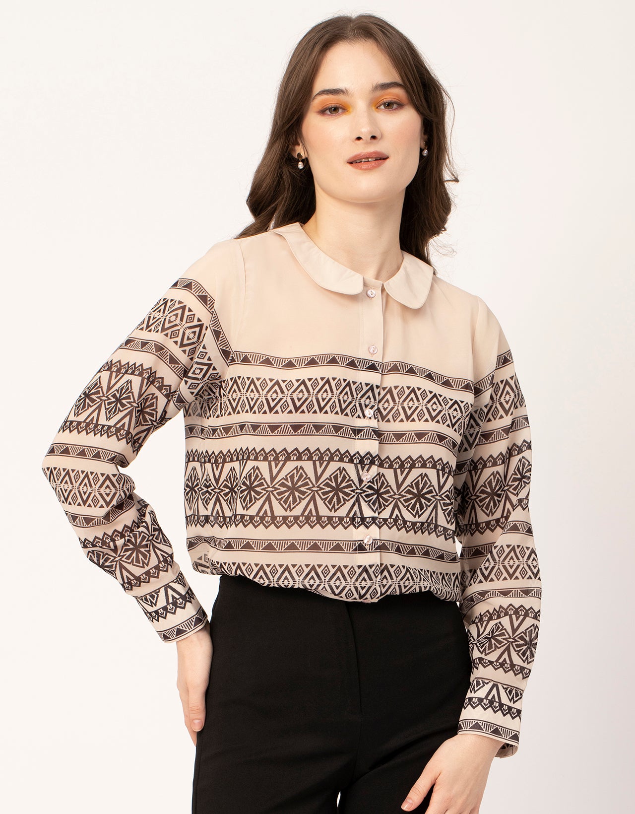 Printed Peter Pan Collar Shirt
