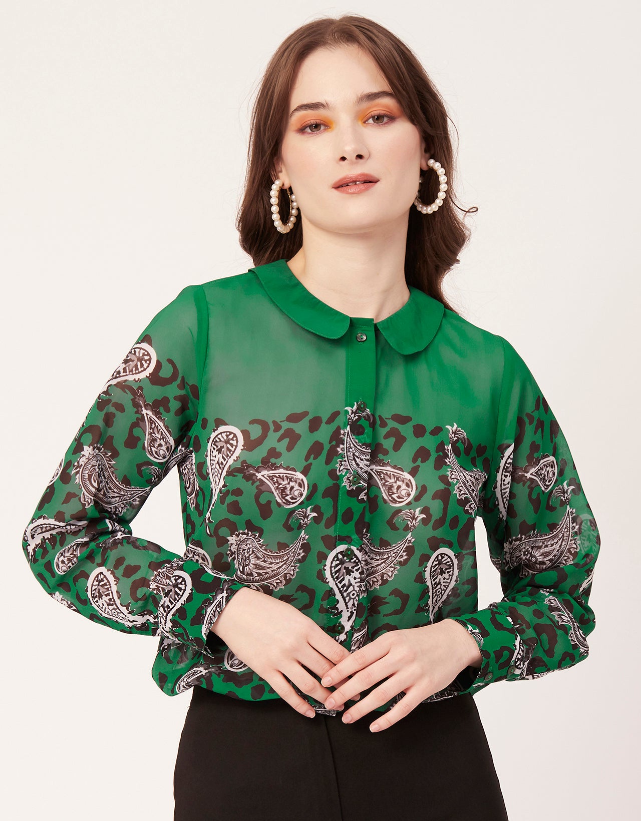 Printed Peter Pan Collar Shirt