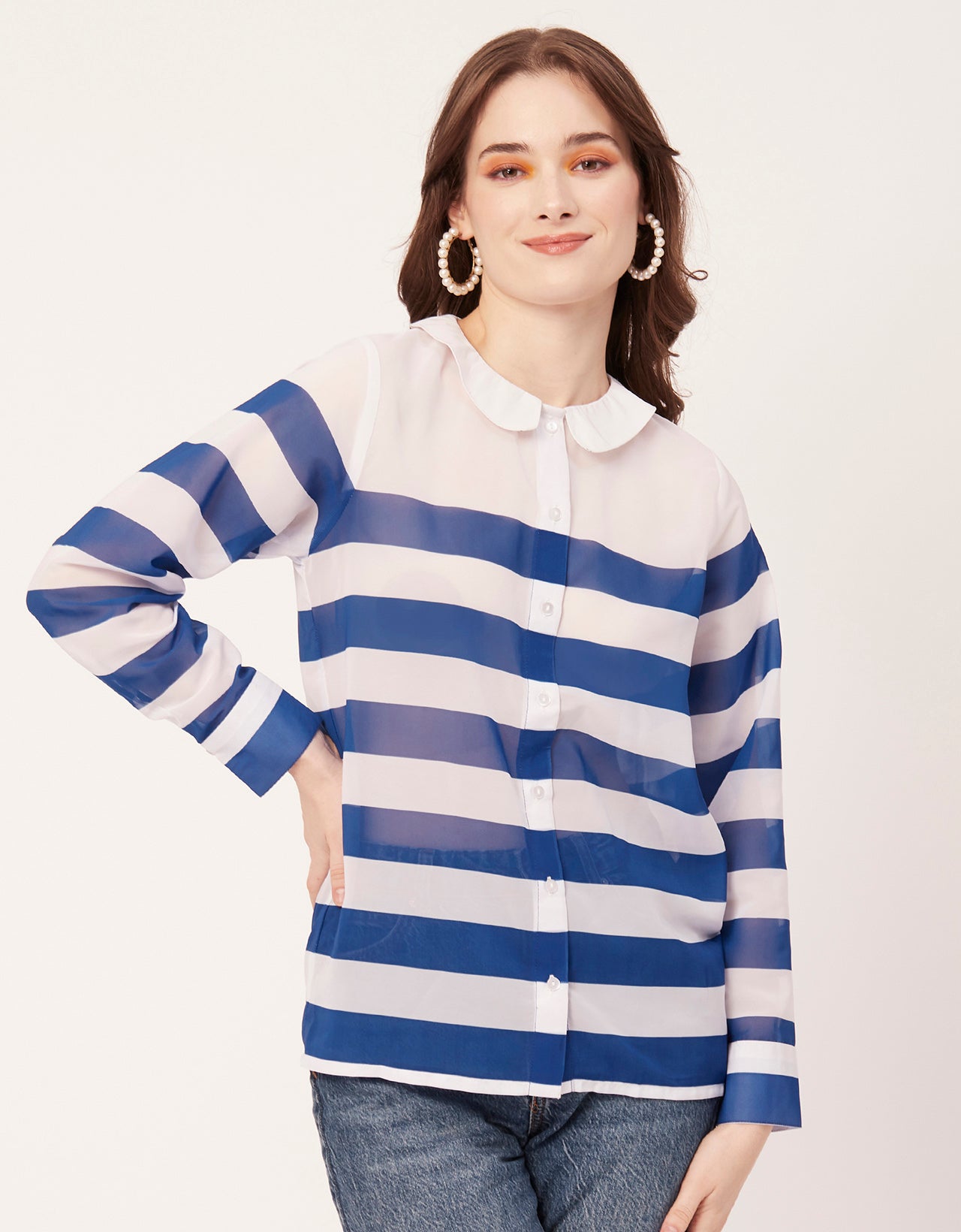 Printed Peter Pan Collar Shirt