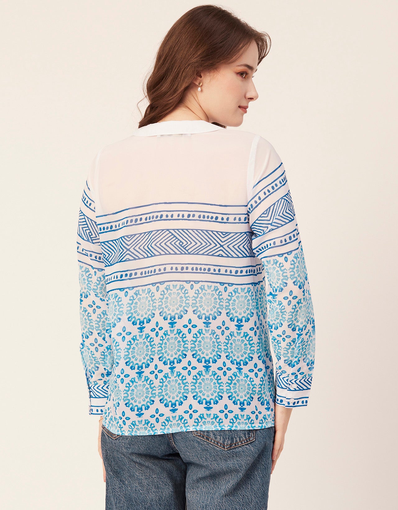 Printed Peter Pan Collar Shirt