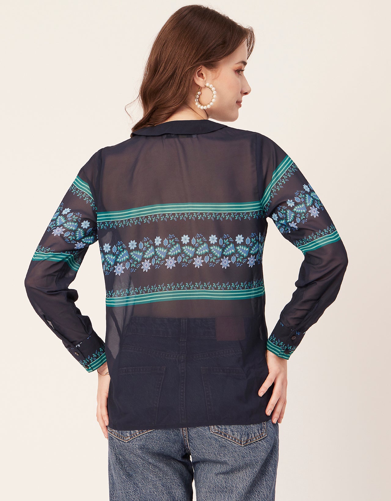 Printed Peter Pan Collar Shirt