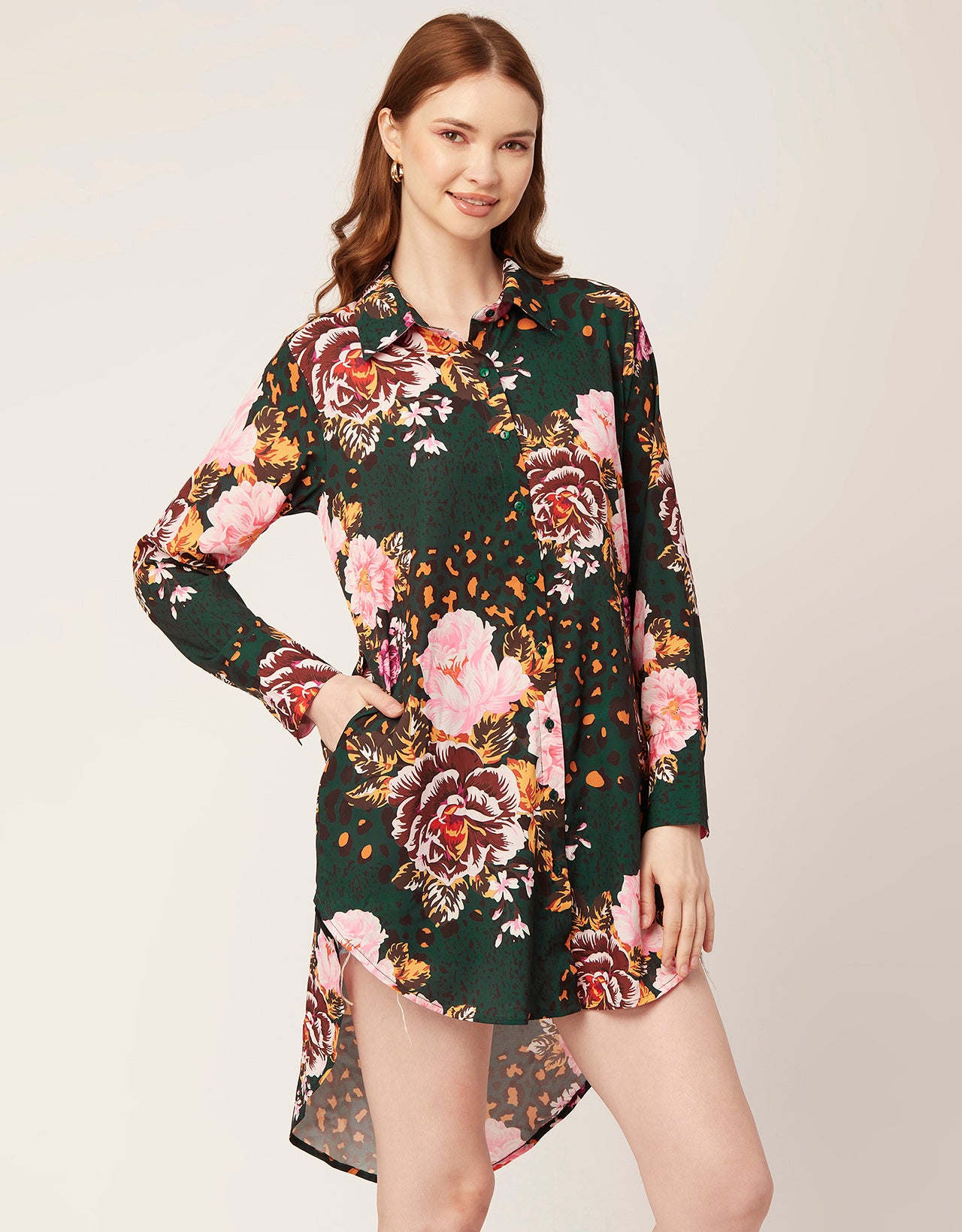 Long Collared Hem Dress