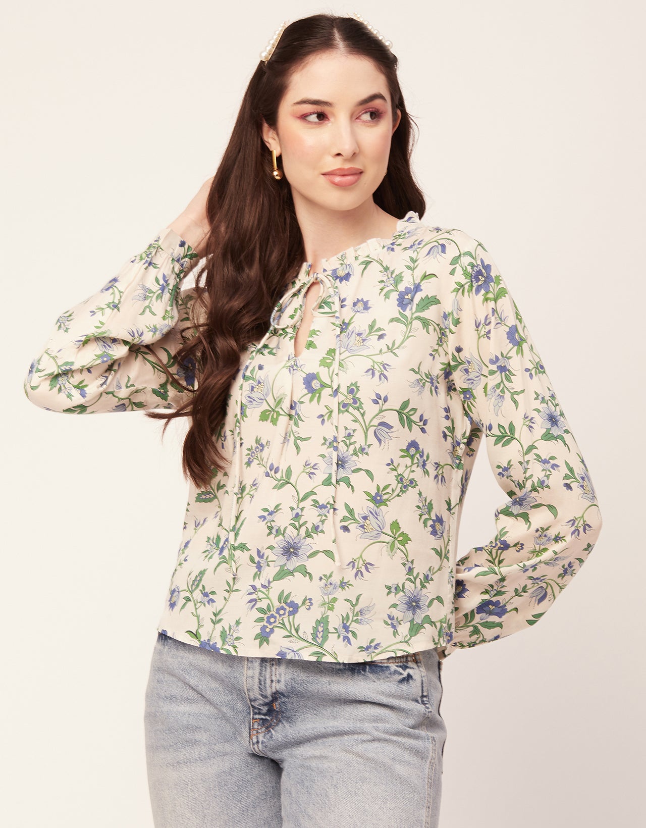 Printed Puffed Sleeve Tunic