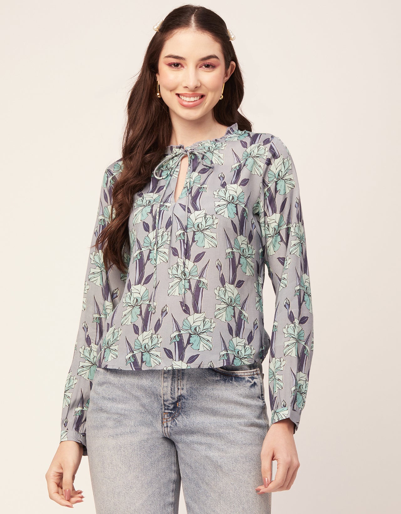 Printed Puffed Sleeve Tunic