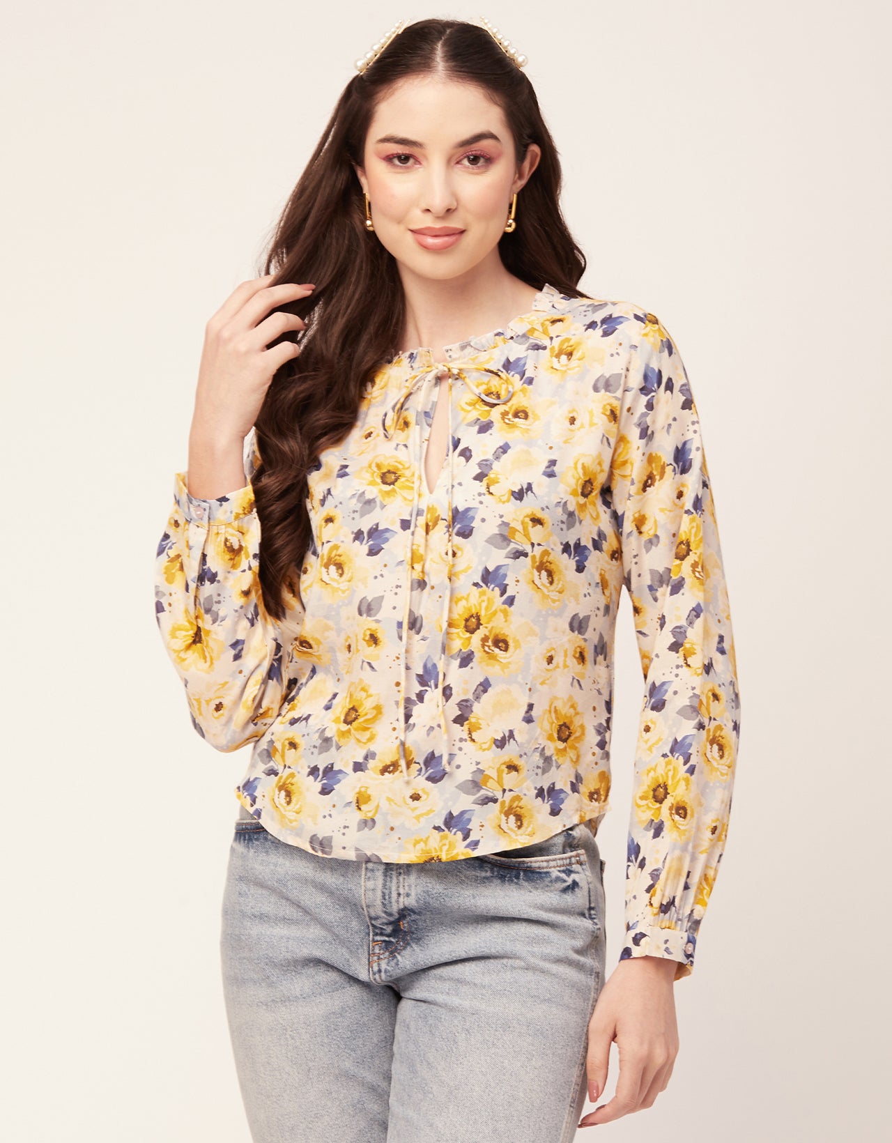 Printed Puffed Sleeve Tunic