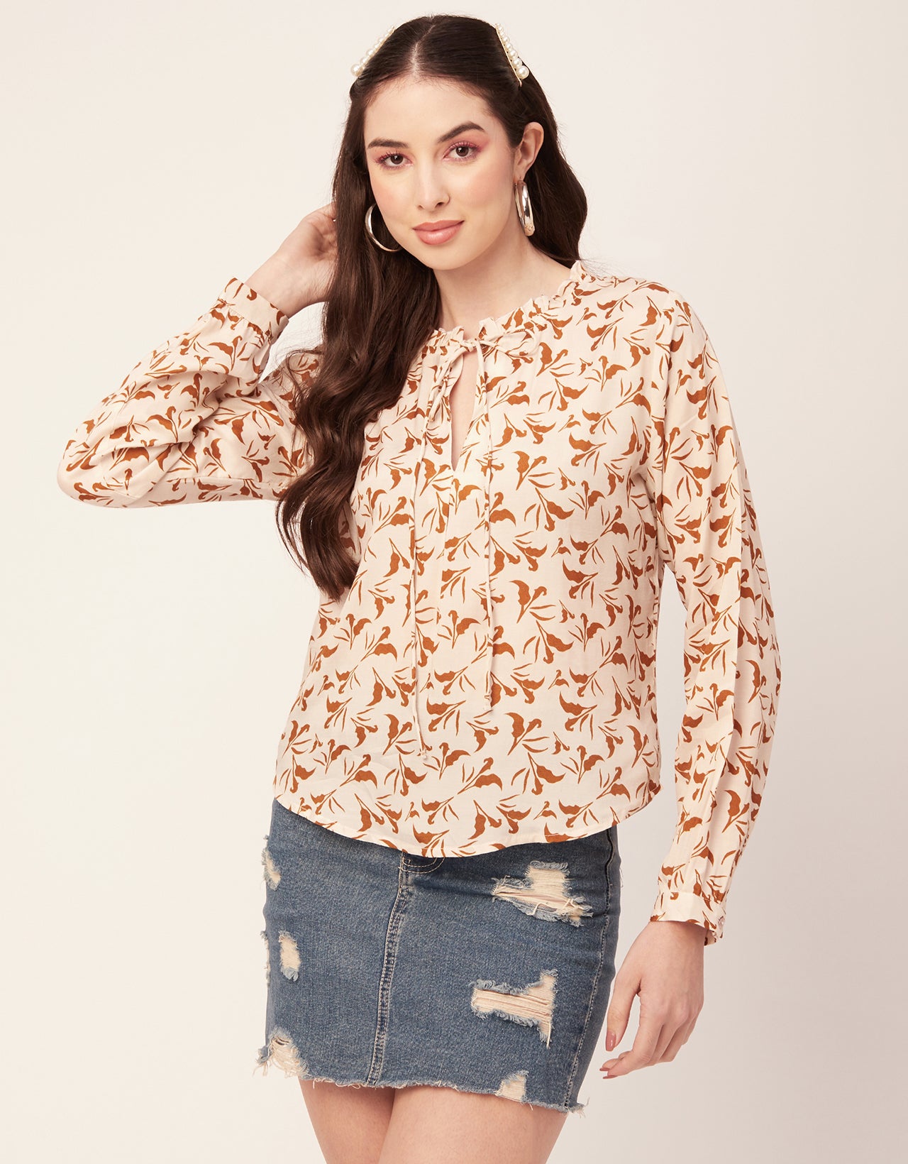 Printed Puffed Sleeve Tunic