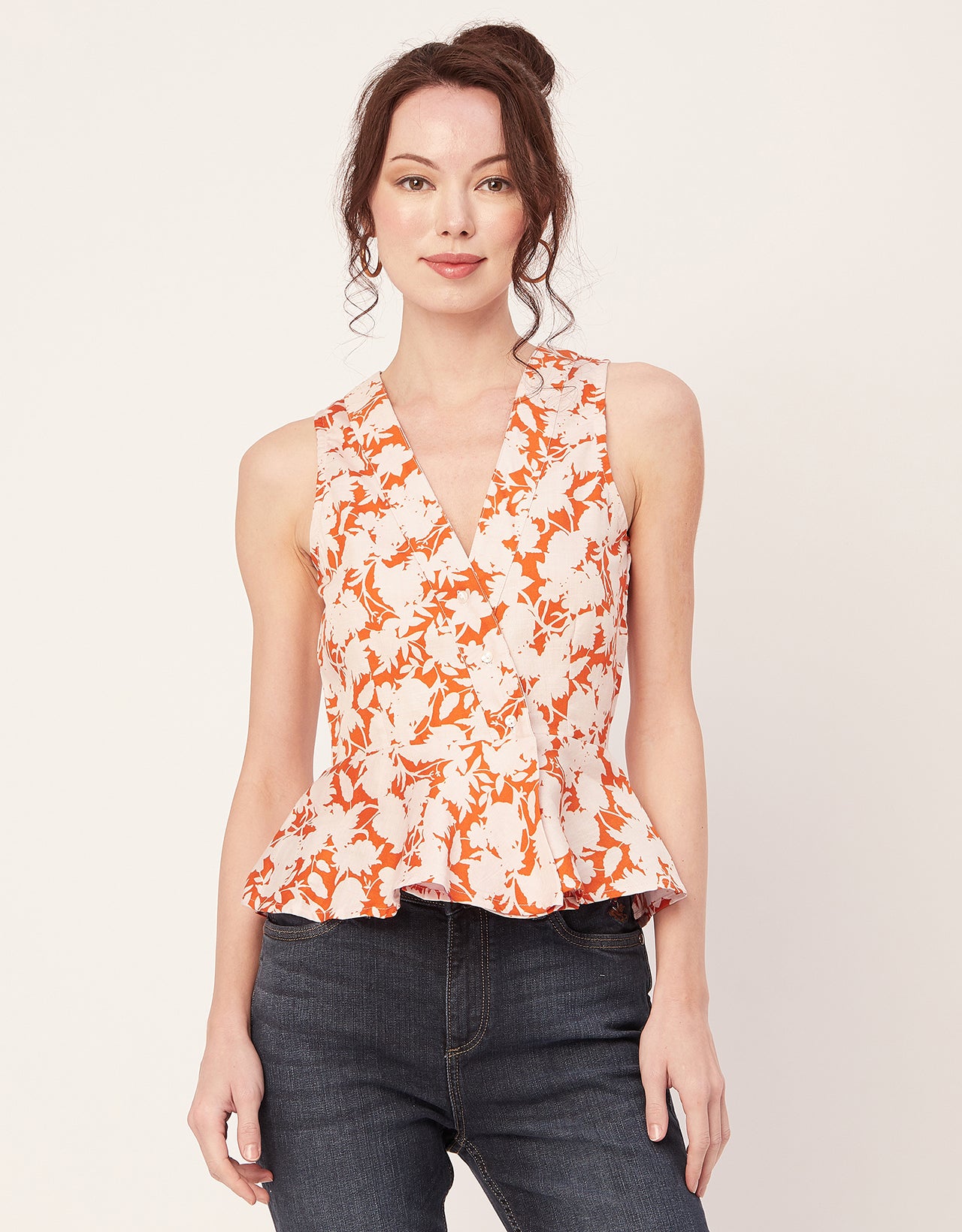 Printed Peplum Formal Top