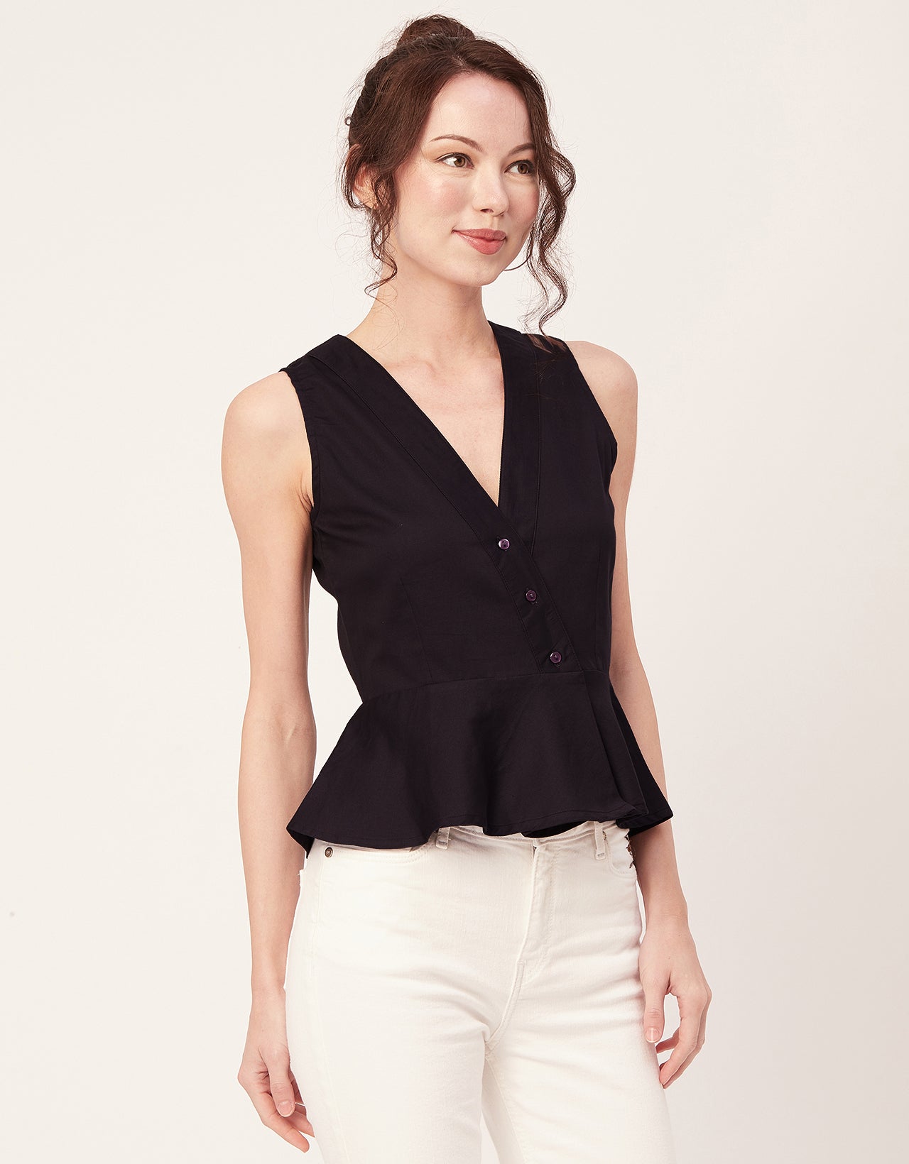 Printed Peplum Formal Top