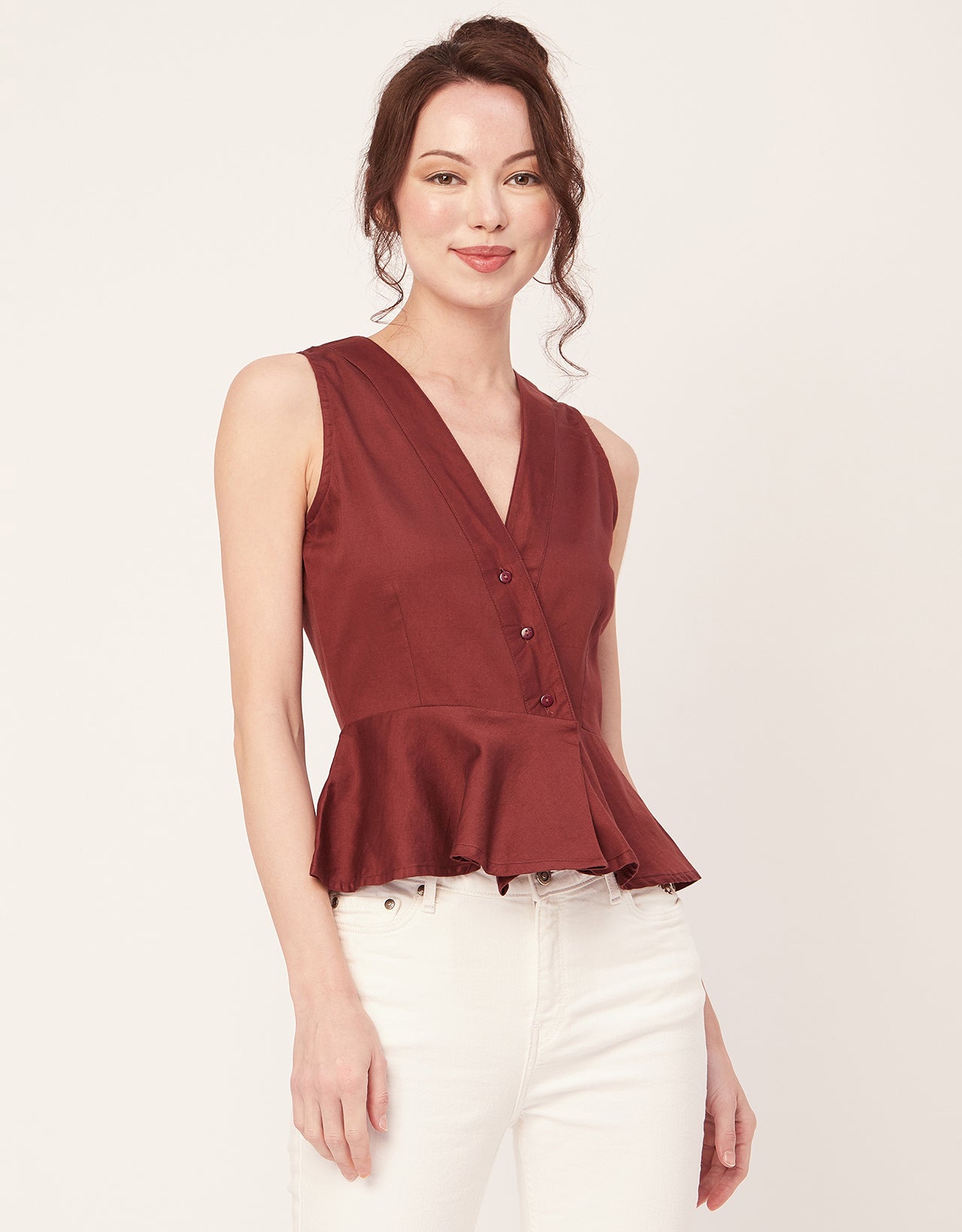 Printed Peplum Formal Top