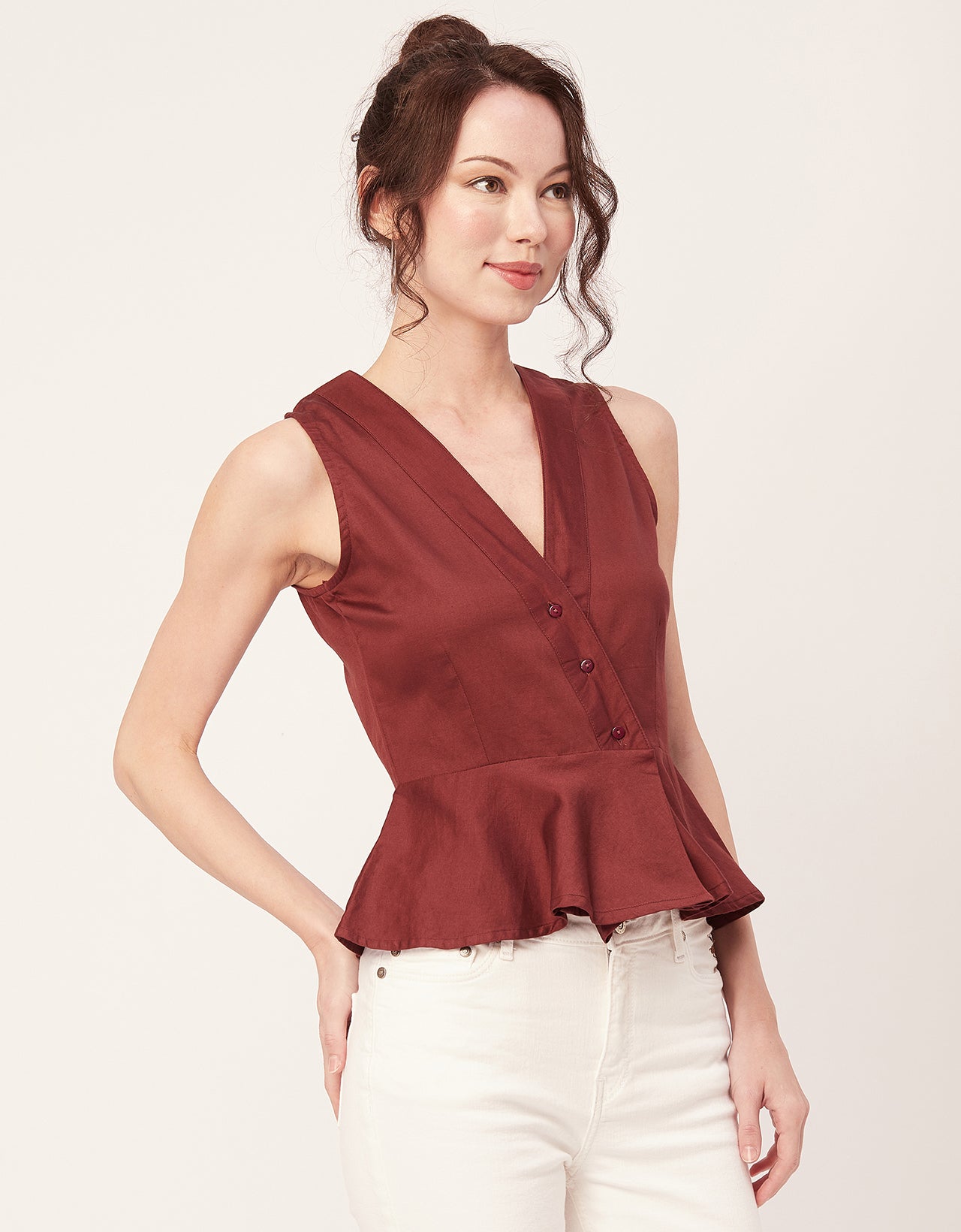 Printed Peplum Formal Top