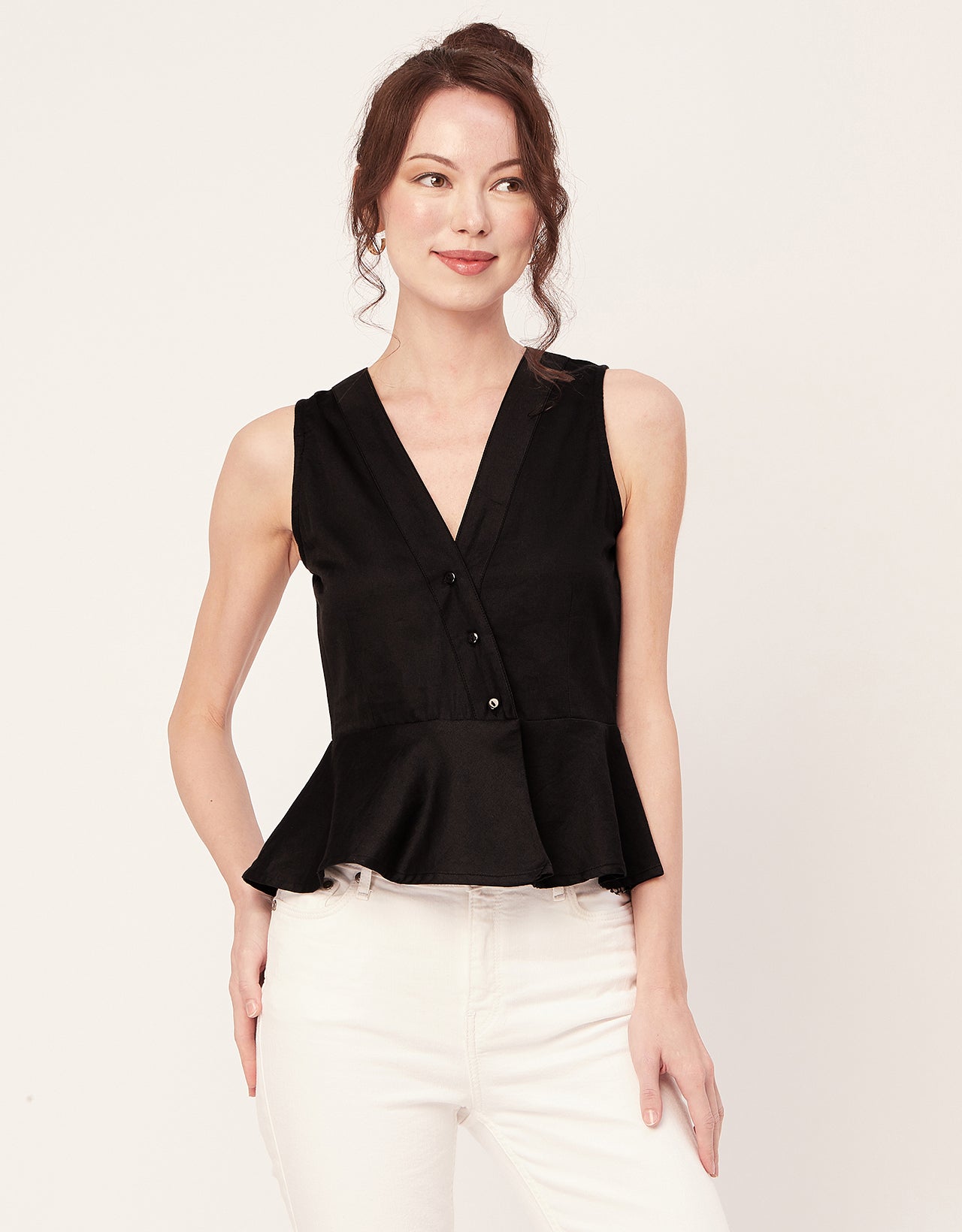 Printed Peplum Formal Top