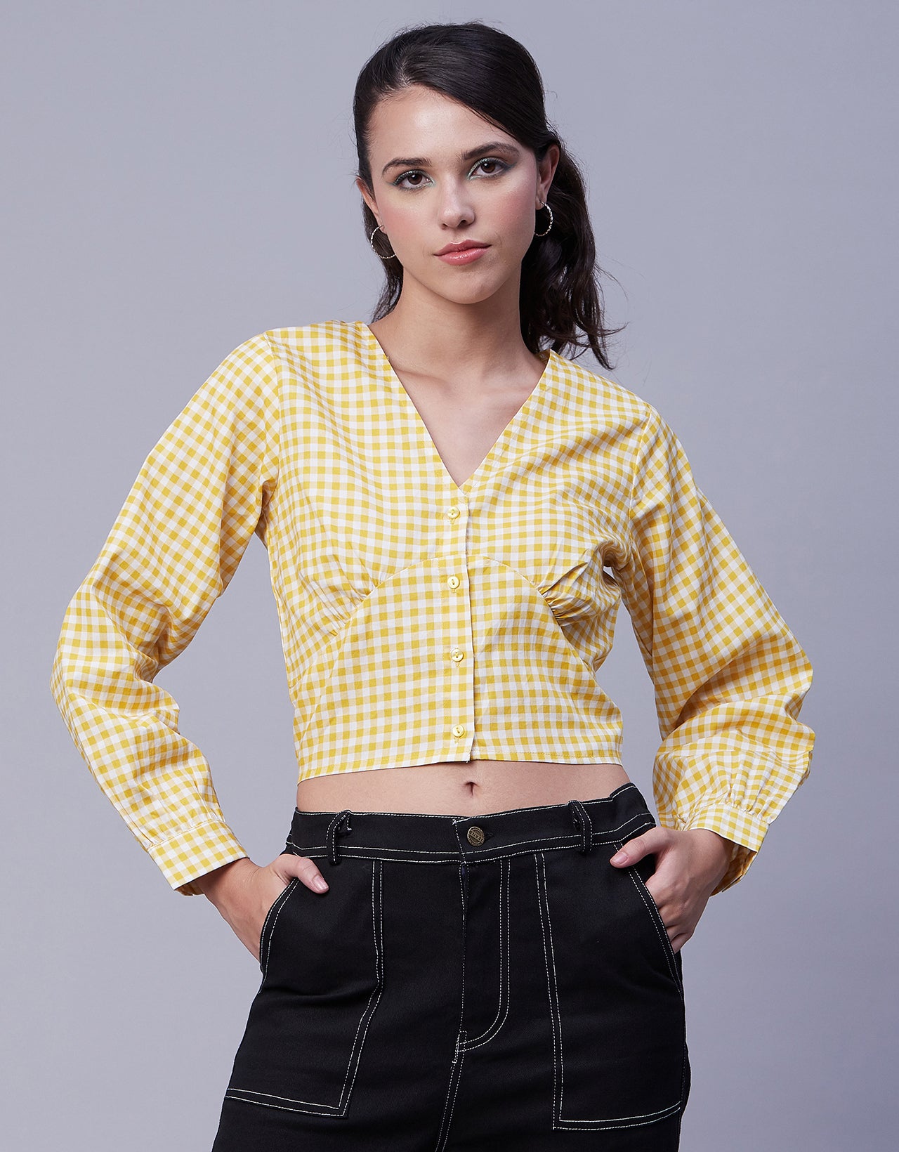 Printed Long Sleeve Crop Top