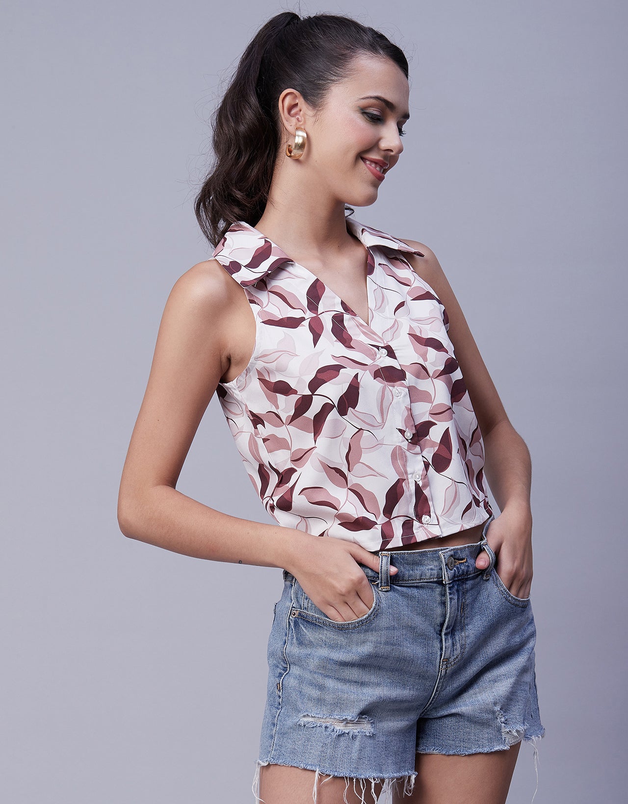 Printed Collared Summer Top