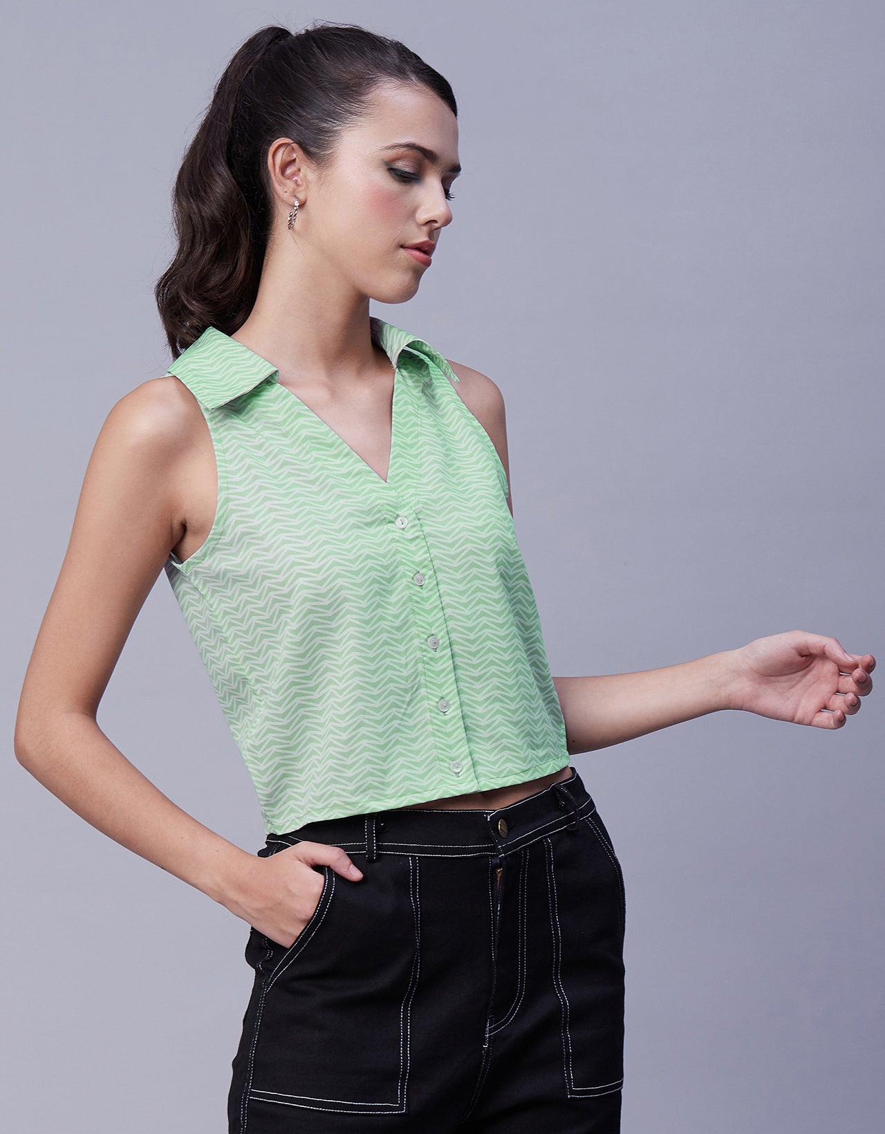 Printed Collared Summer Top