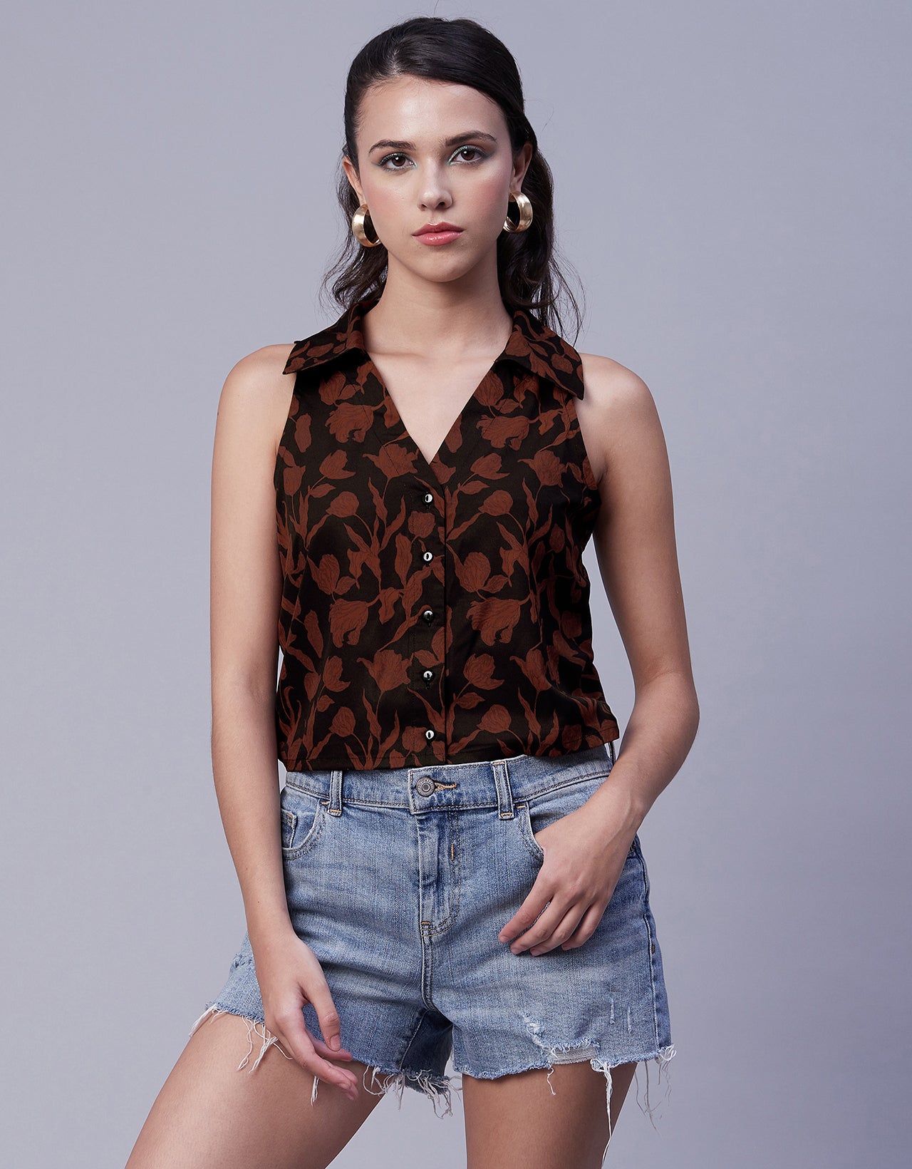 Printed Collared Summer Top