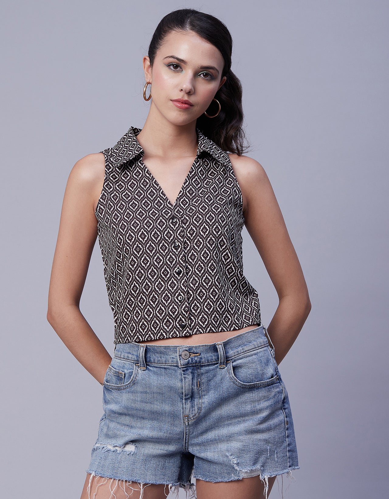 Printed Collared Summer Top