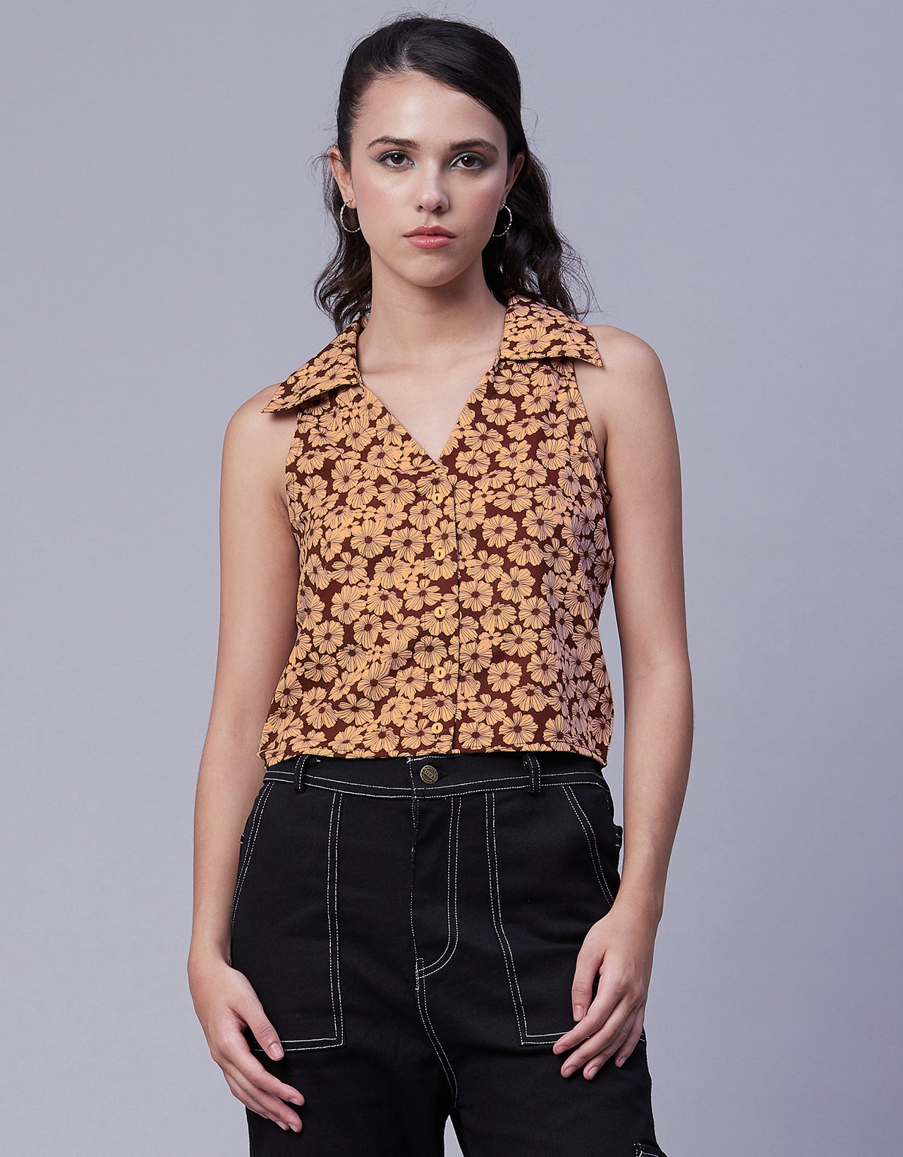 Printed Collared Summer Top