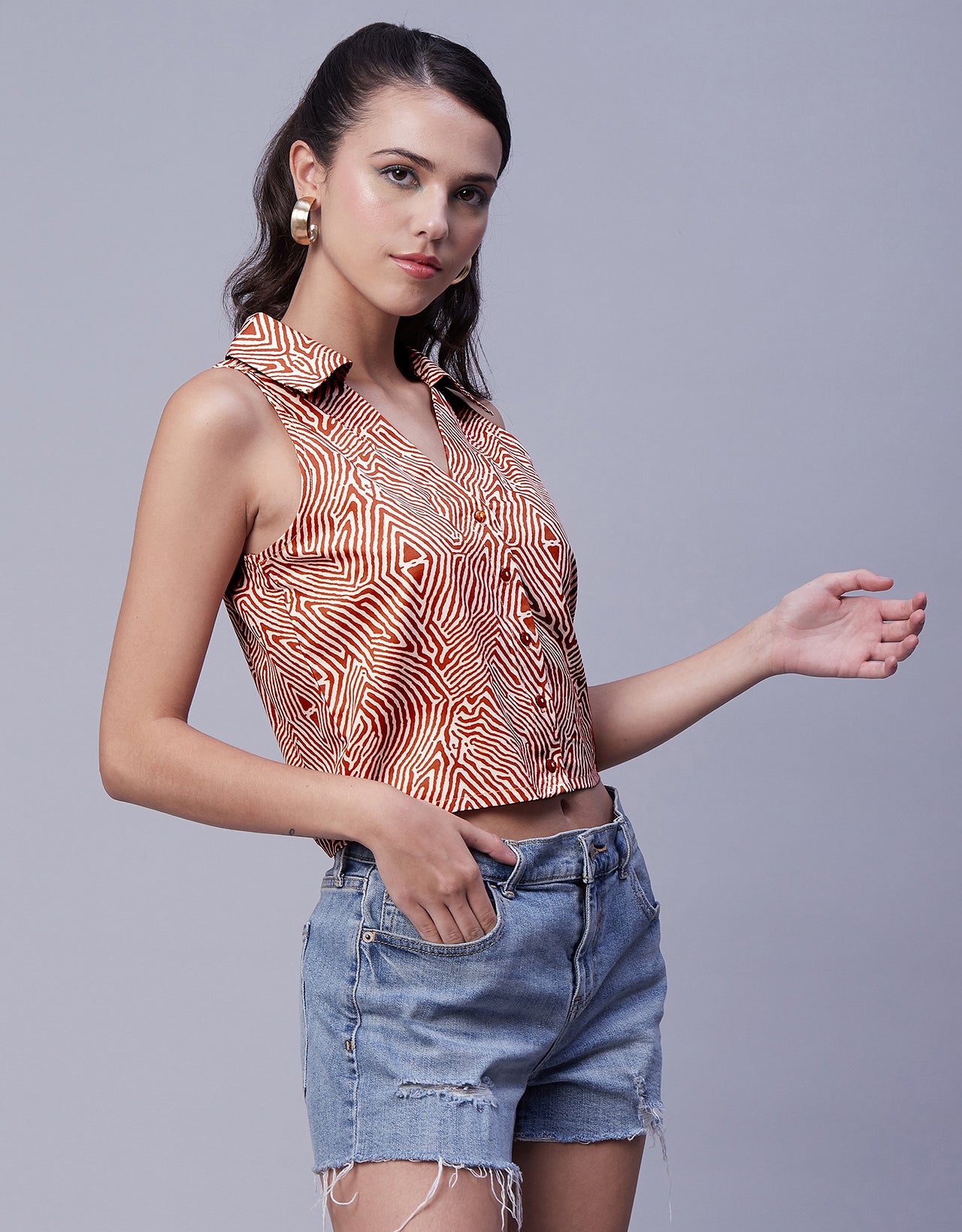 Printed Collared Summer Top