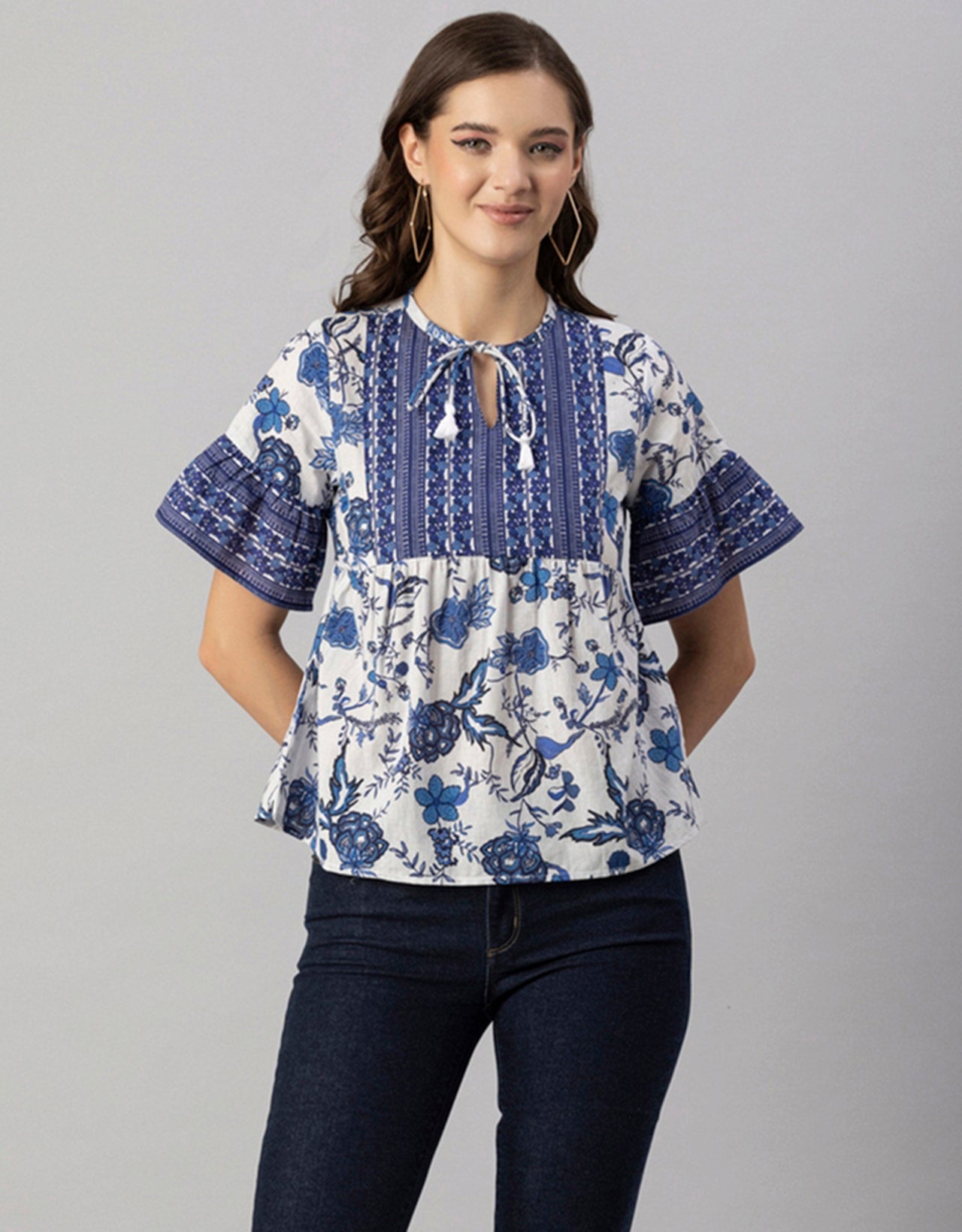 Printed Boho Cotton Blouse
