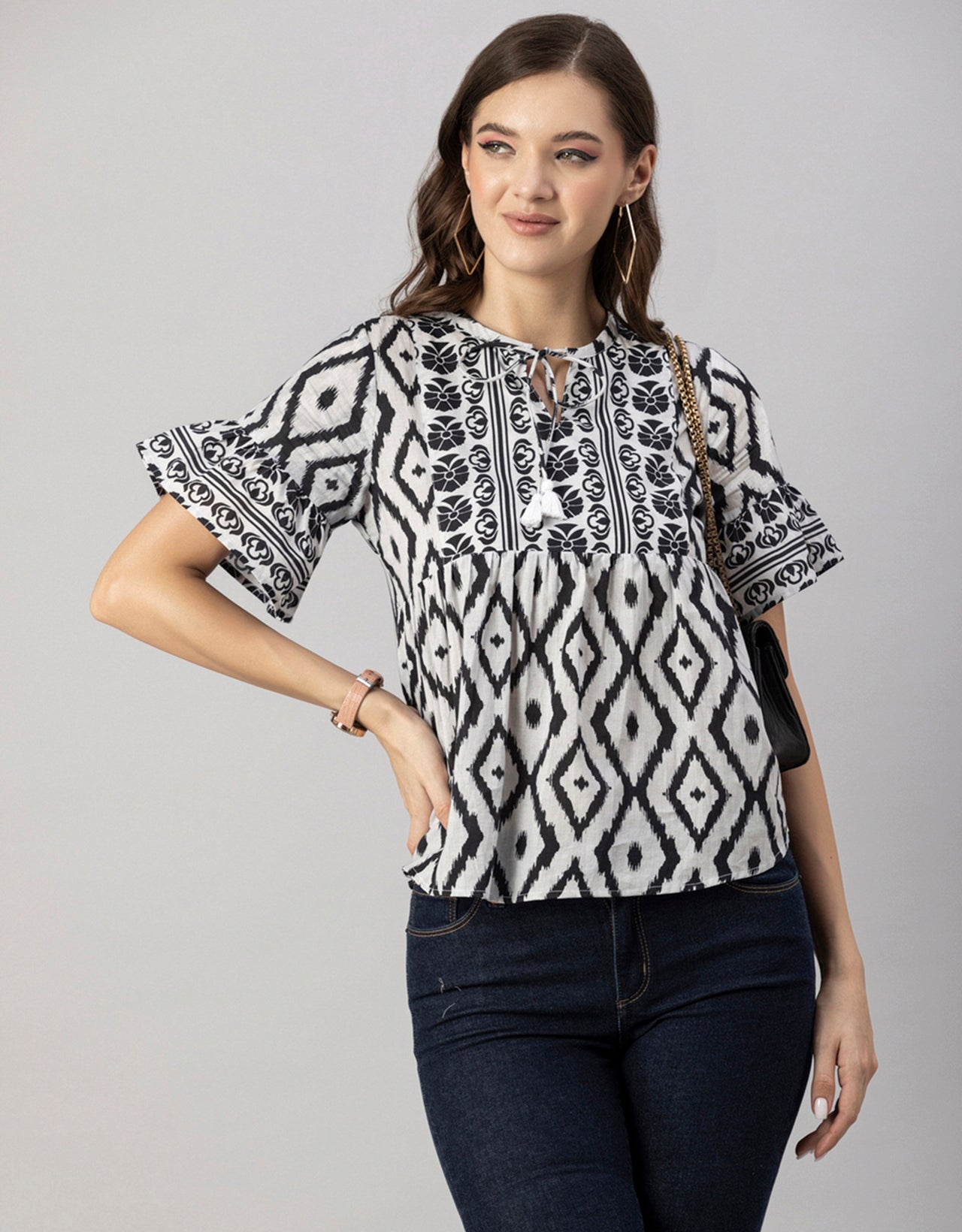 Printed Boho Cotton Blouse