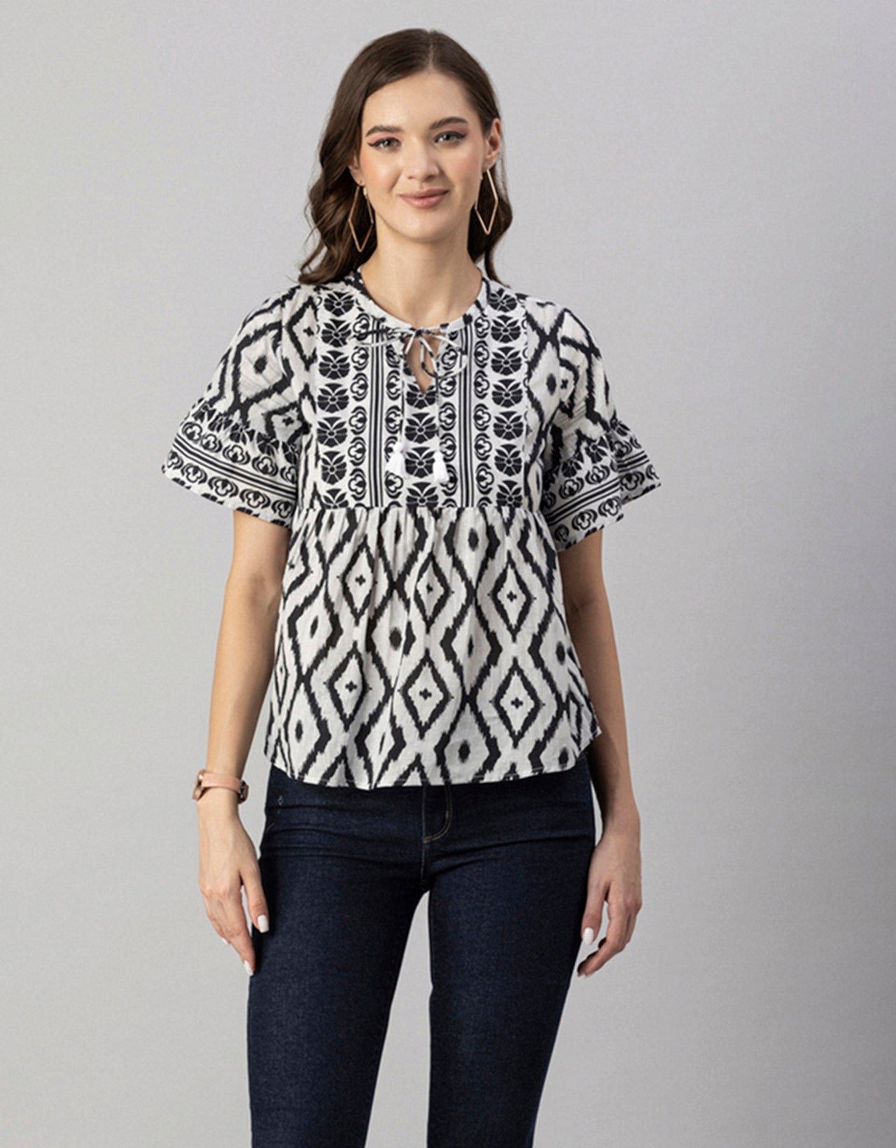 Printed Boho Cotton Blouse