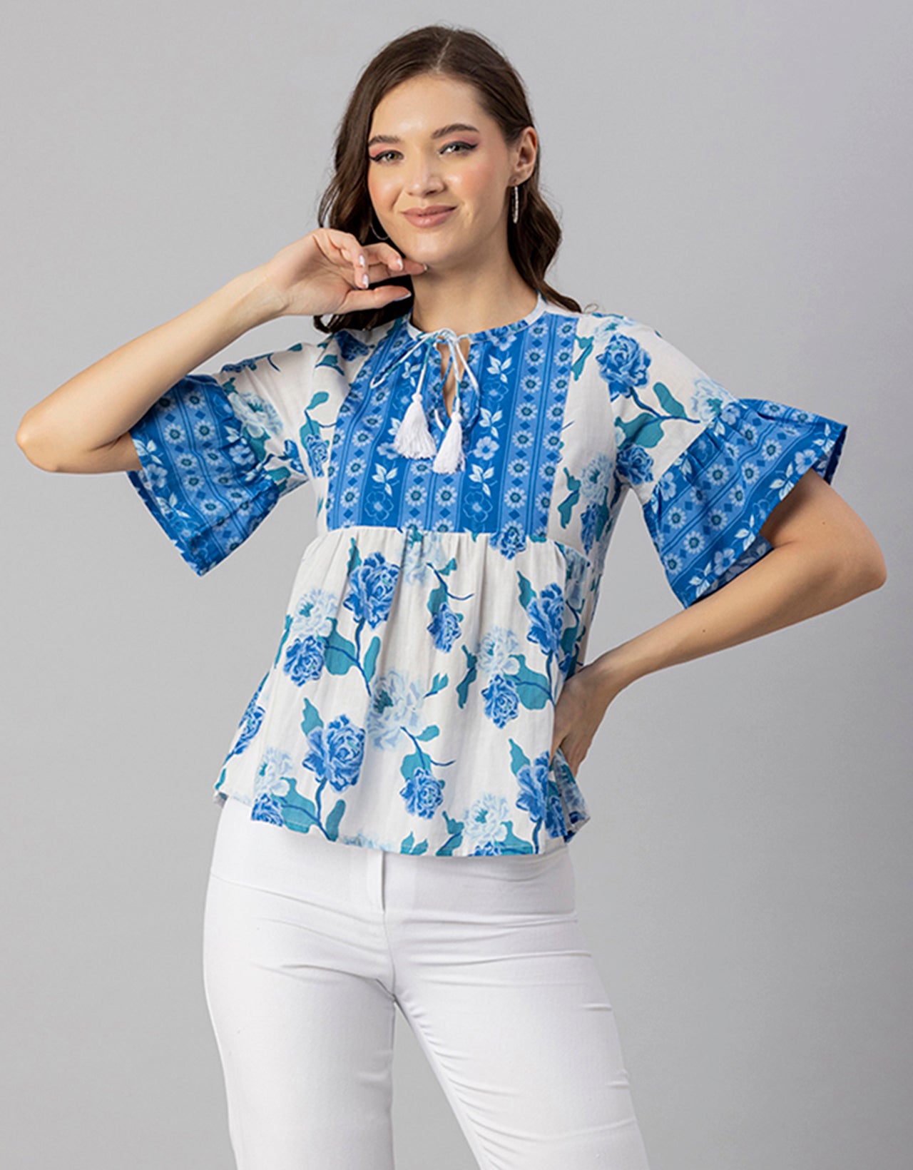 Printed Boho Cotton Blouse