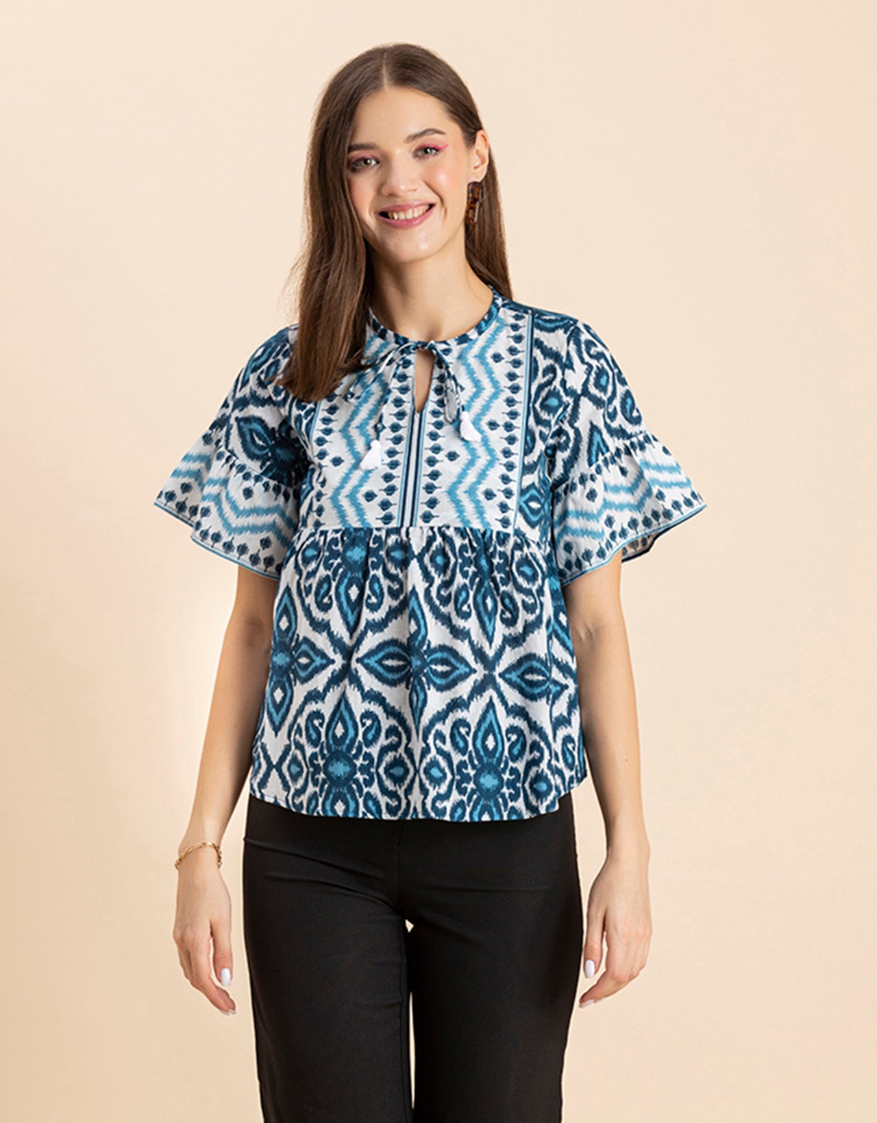 Printed Boho Cotton Blouse