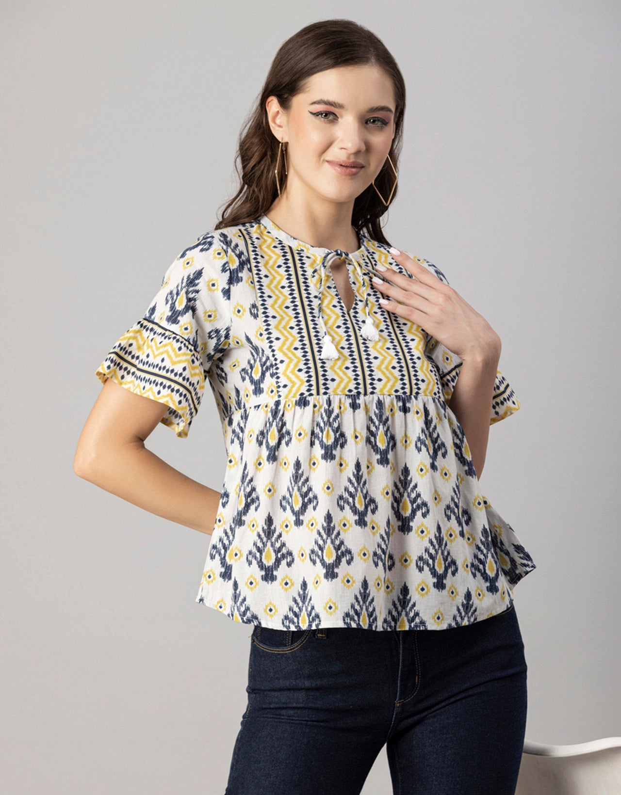 Printed Boho Cotton Blouse