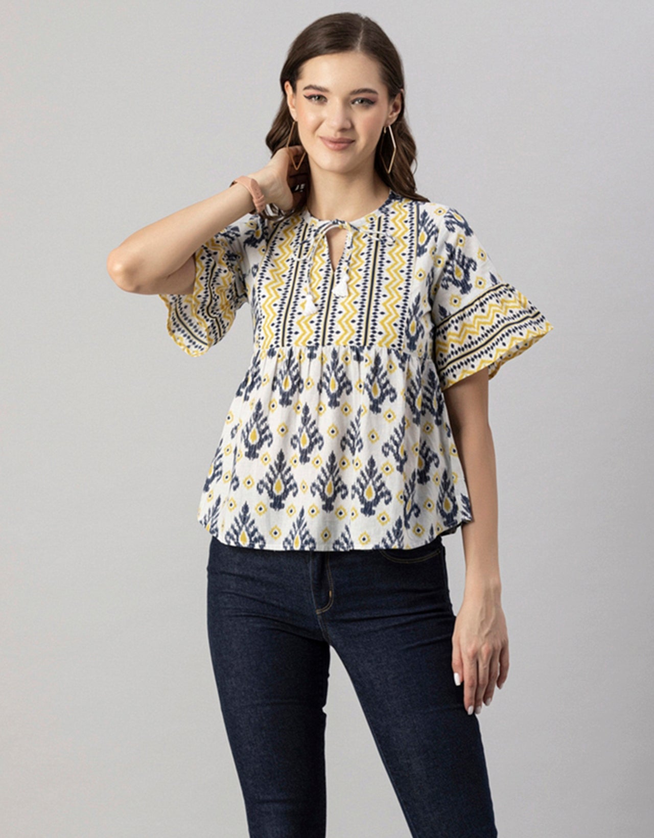 Printed Boho Cotton Blouse